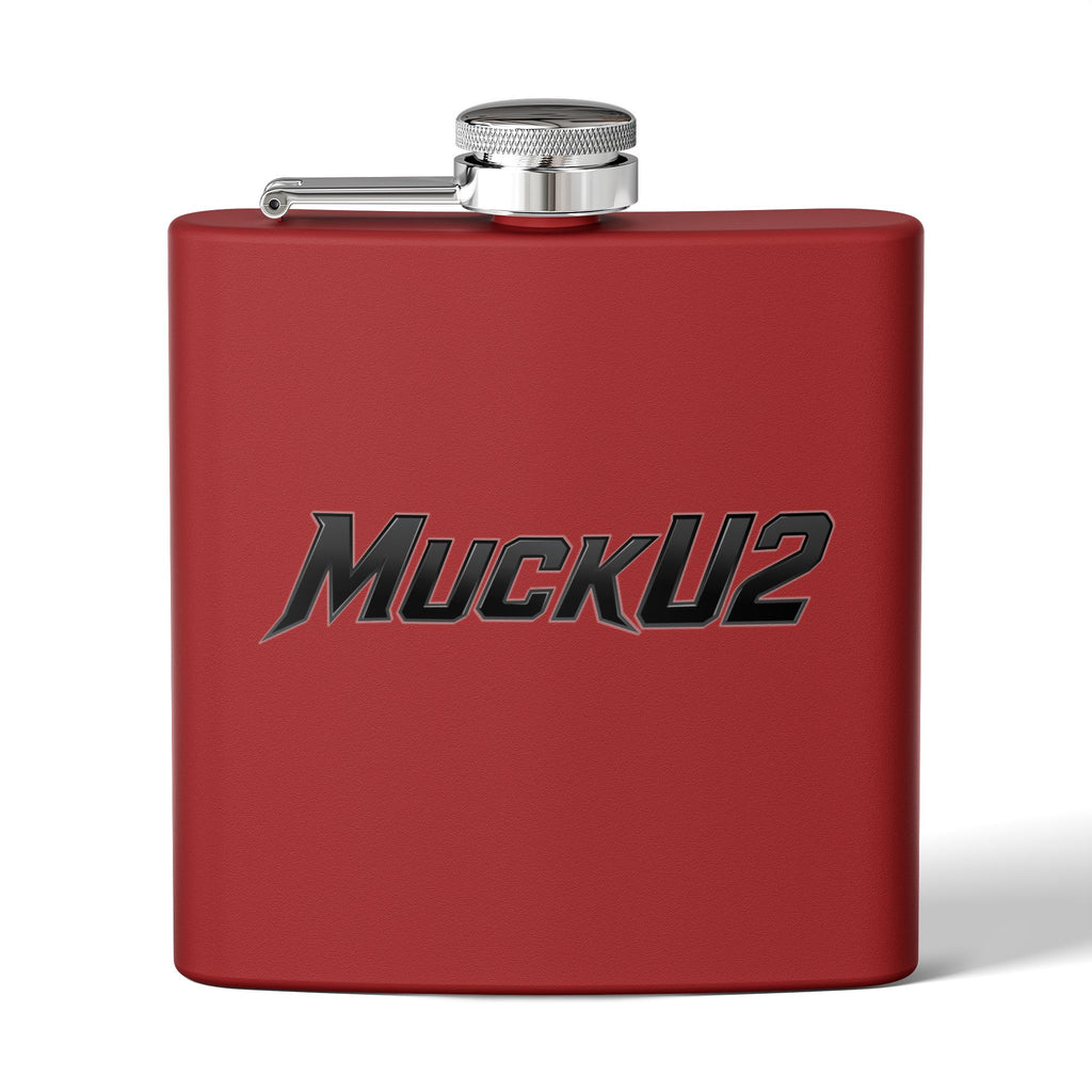 MuckU2 Stainless Steel Poker Flask 6oz (black logo/SKU100036)