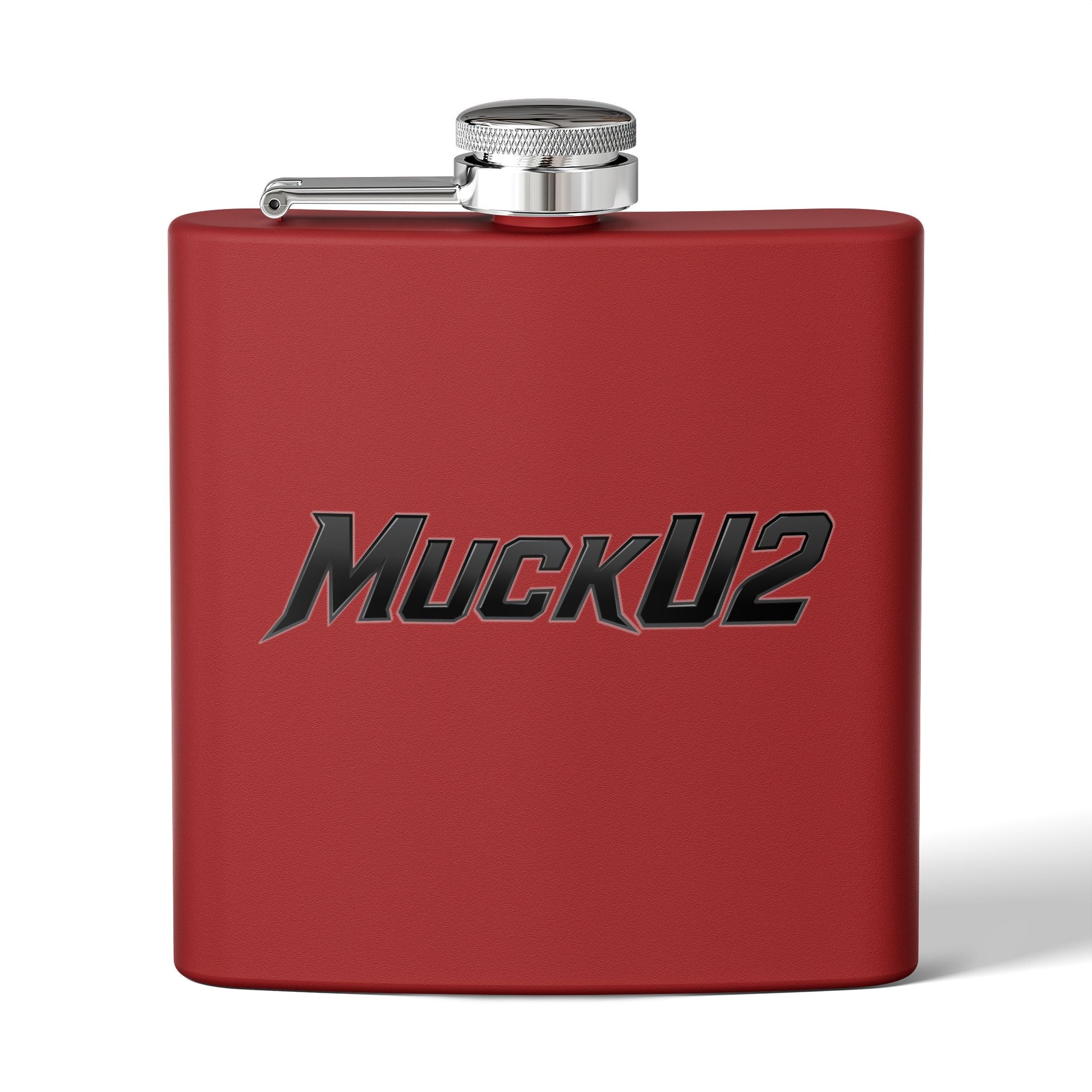 MuckU2 Stainless Steel Poker Flask 6oz (black logo/SKU100036)