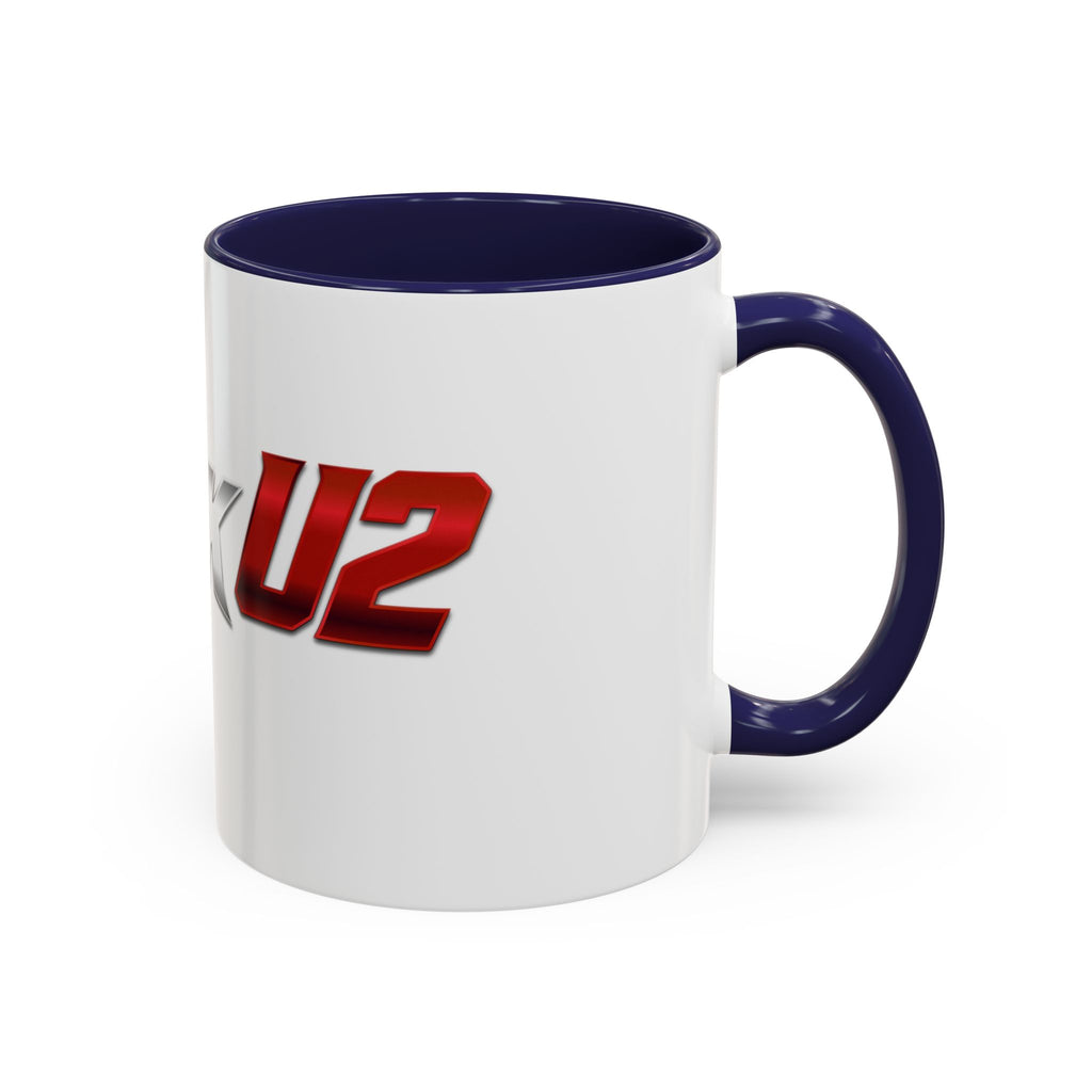 MuckU2 Classic White Mug (gradient silver/red logo/SKU 100044)