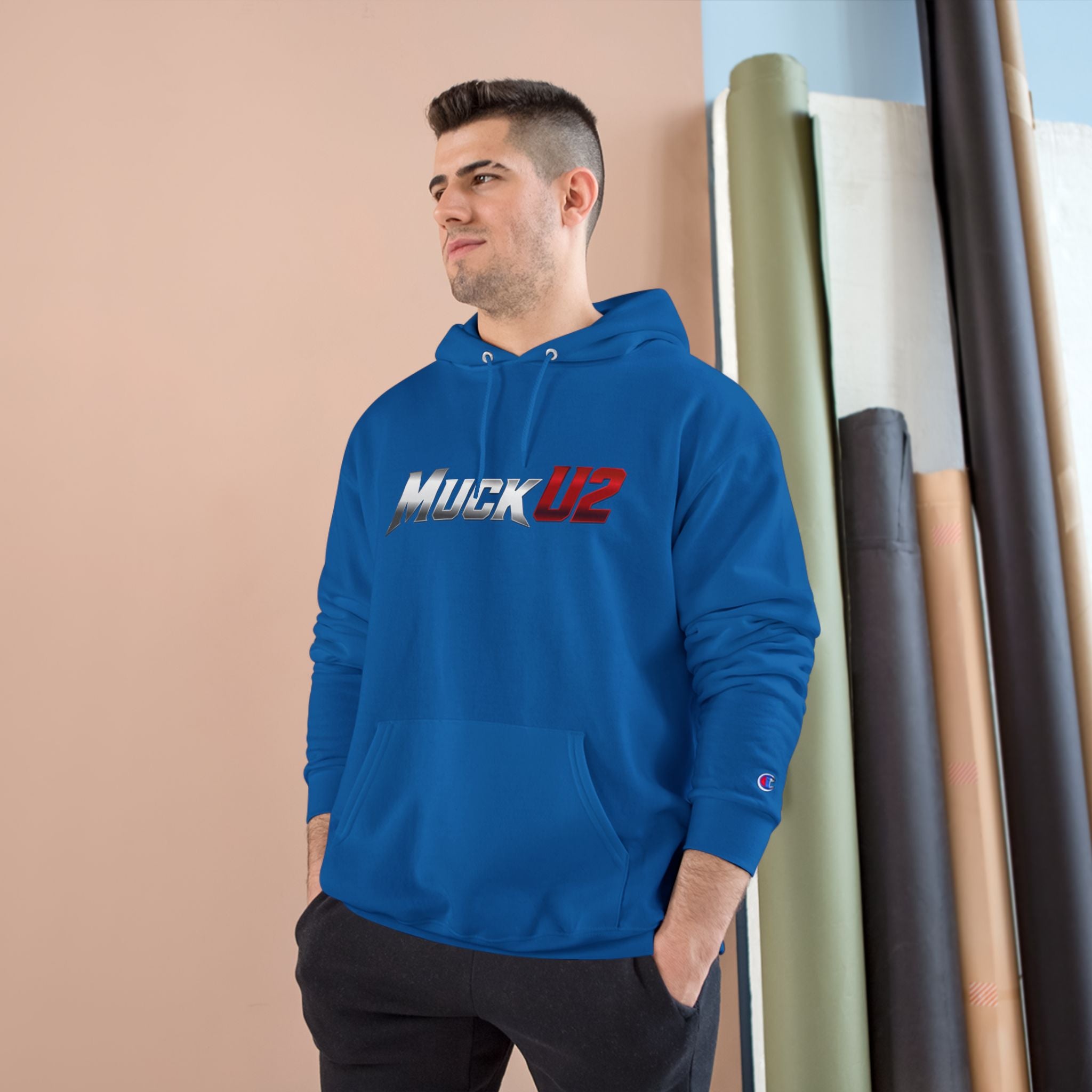 MuckU2 Poker Hoodie (gradient silver/red logo/SKU 100050)
