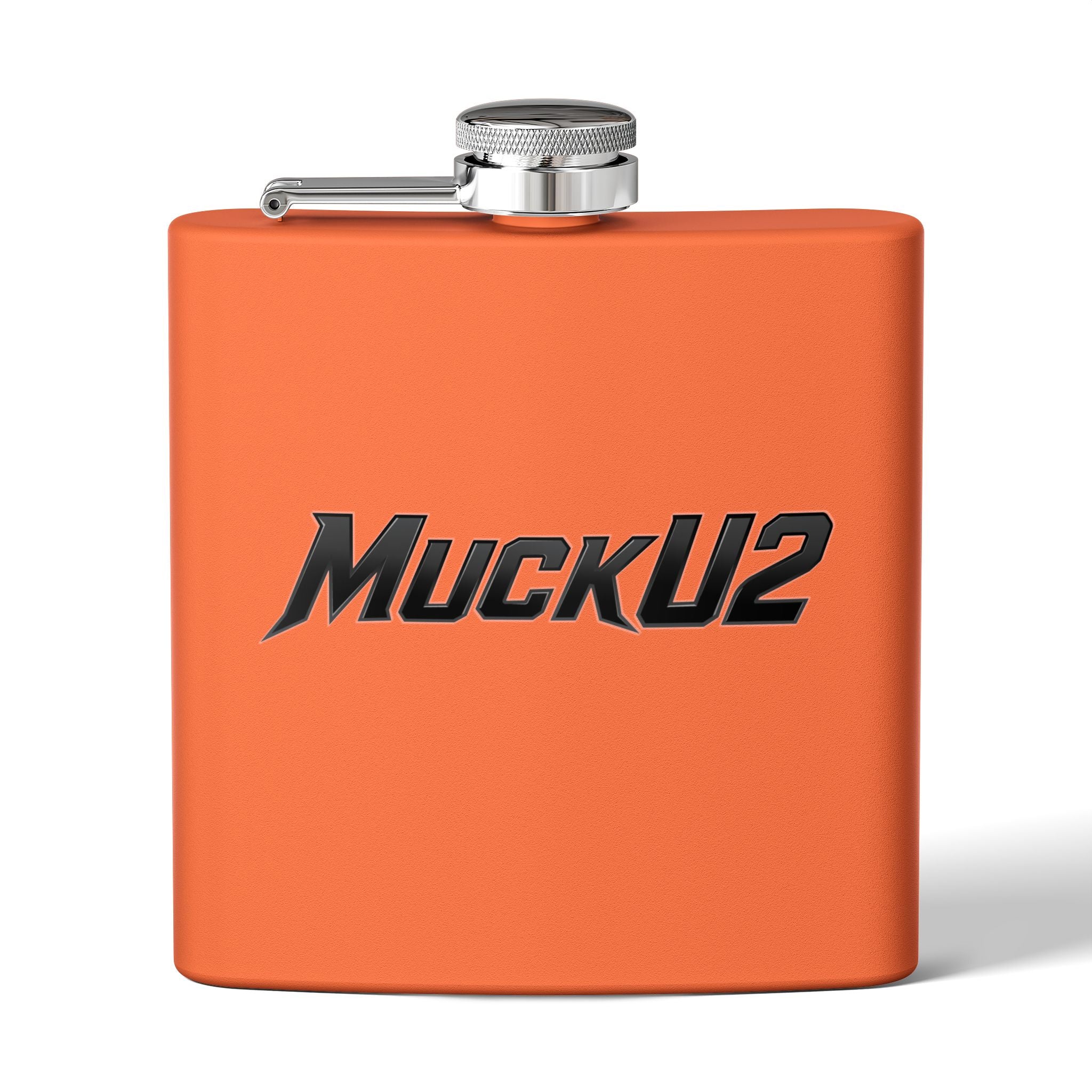 MuckU2 Stainless Steel Poker Flask 6oz (black logo/SKU100036)