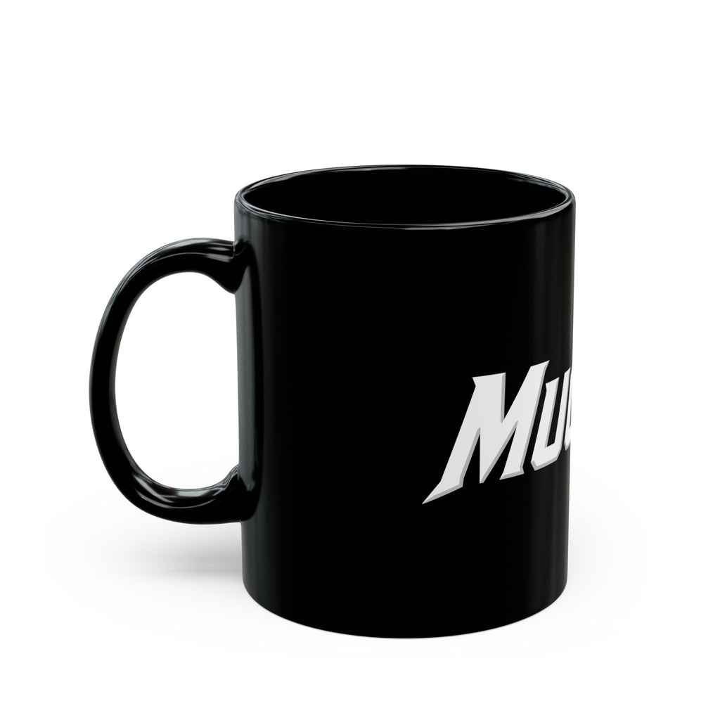 MuckU2 Classic Black Mug (white/red logo/SKU 100041)