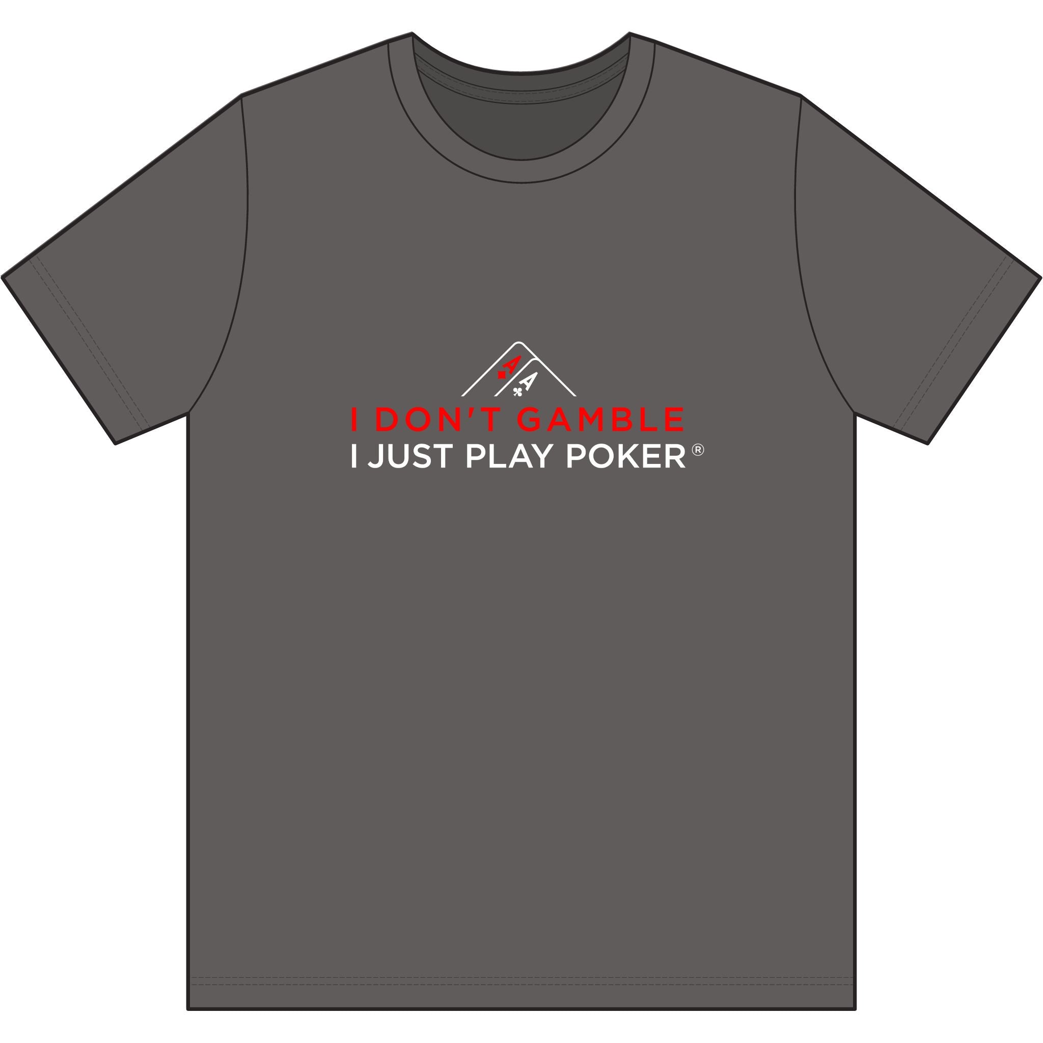 Deep Run Poker T‑Shirt (red/white logo) — "I Don't Gamble, I Just Play Poker" Card Game Tee