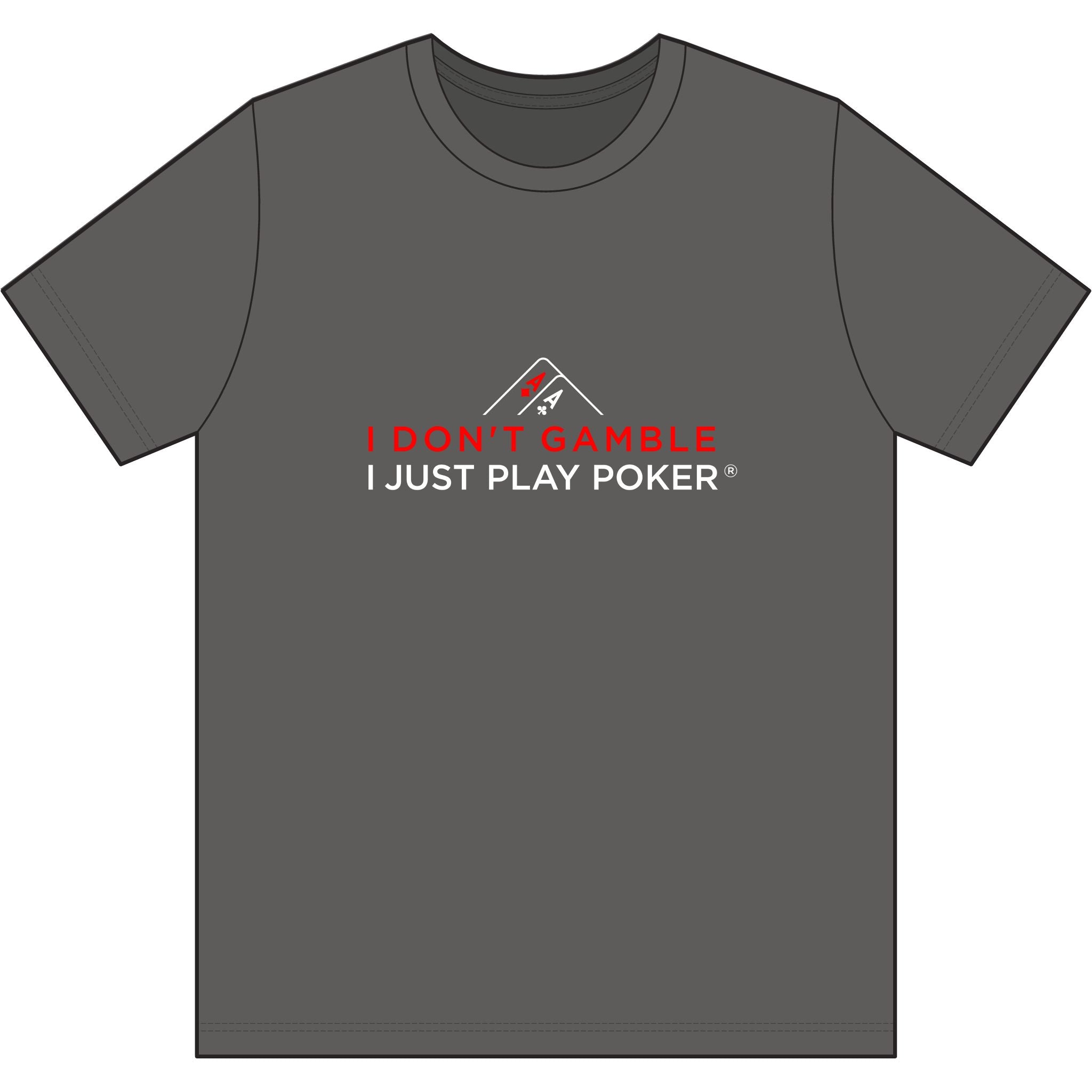 Deep Run Poker T‑Shirt (red/white logo) — "I Don't Gamble, I Just Play Poker" Card Game Tee