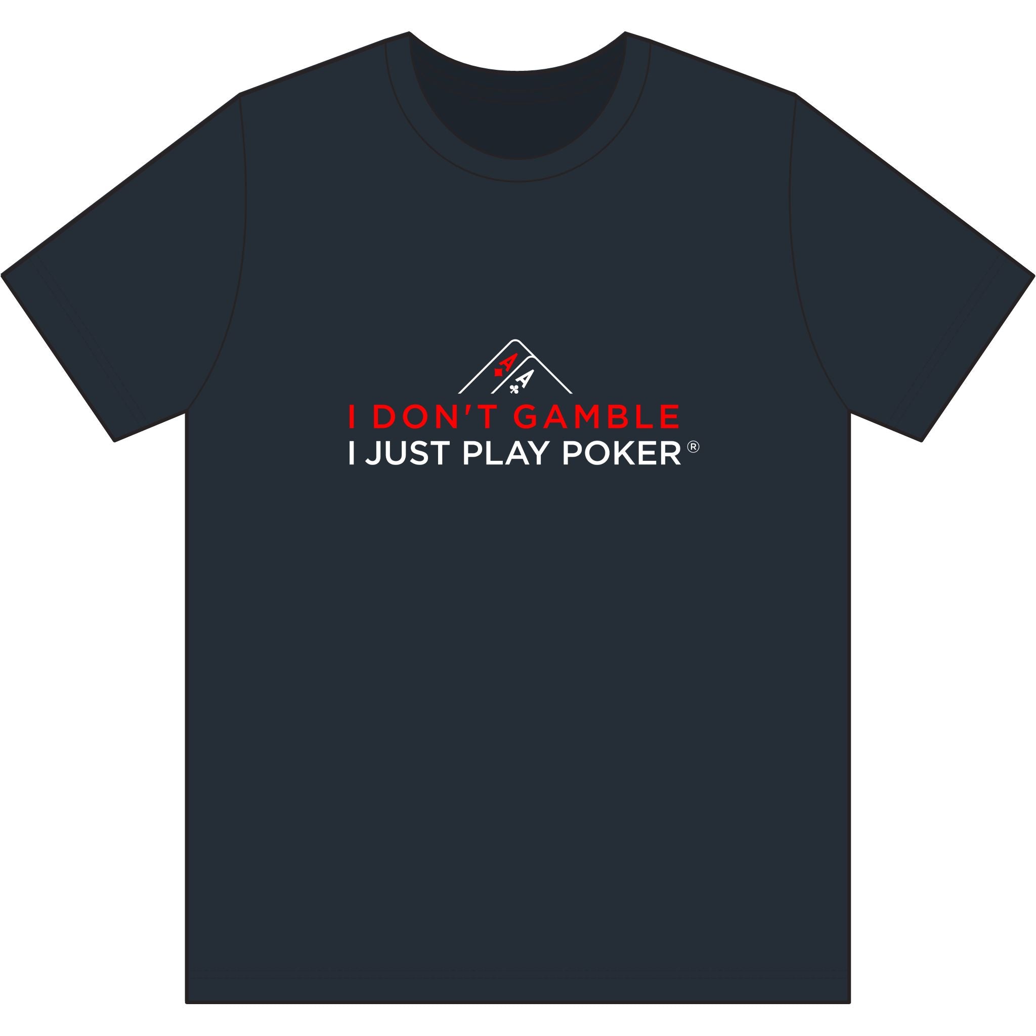 Deep Run Poker T‑Shirt (red/white logo) — "I Don't Gamble, I Just Play Poker" Card Game Tee