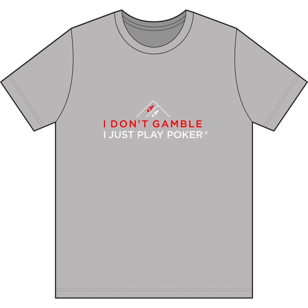 Deep Run Poker T‑Shirt (red/white logo) — "I Don't Gamble, I Just Play Poker" Card Game Tee