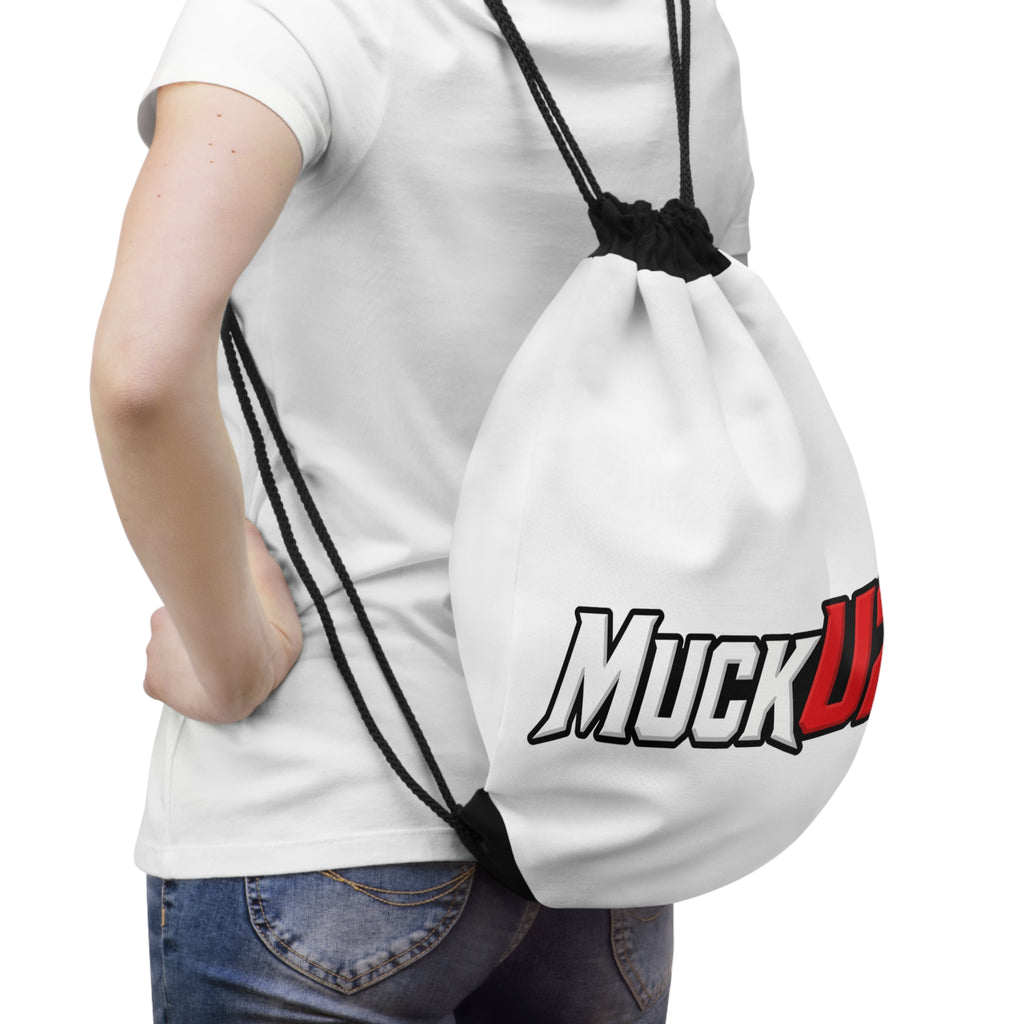 MuckU2 Poker Drawstring Bag (white/red logo/SKU 100089)