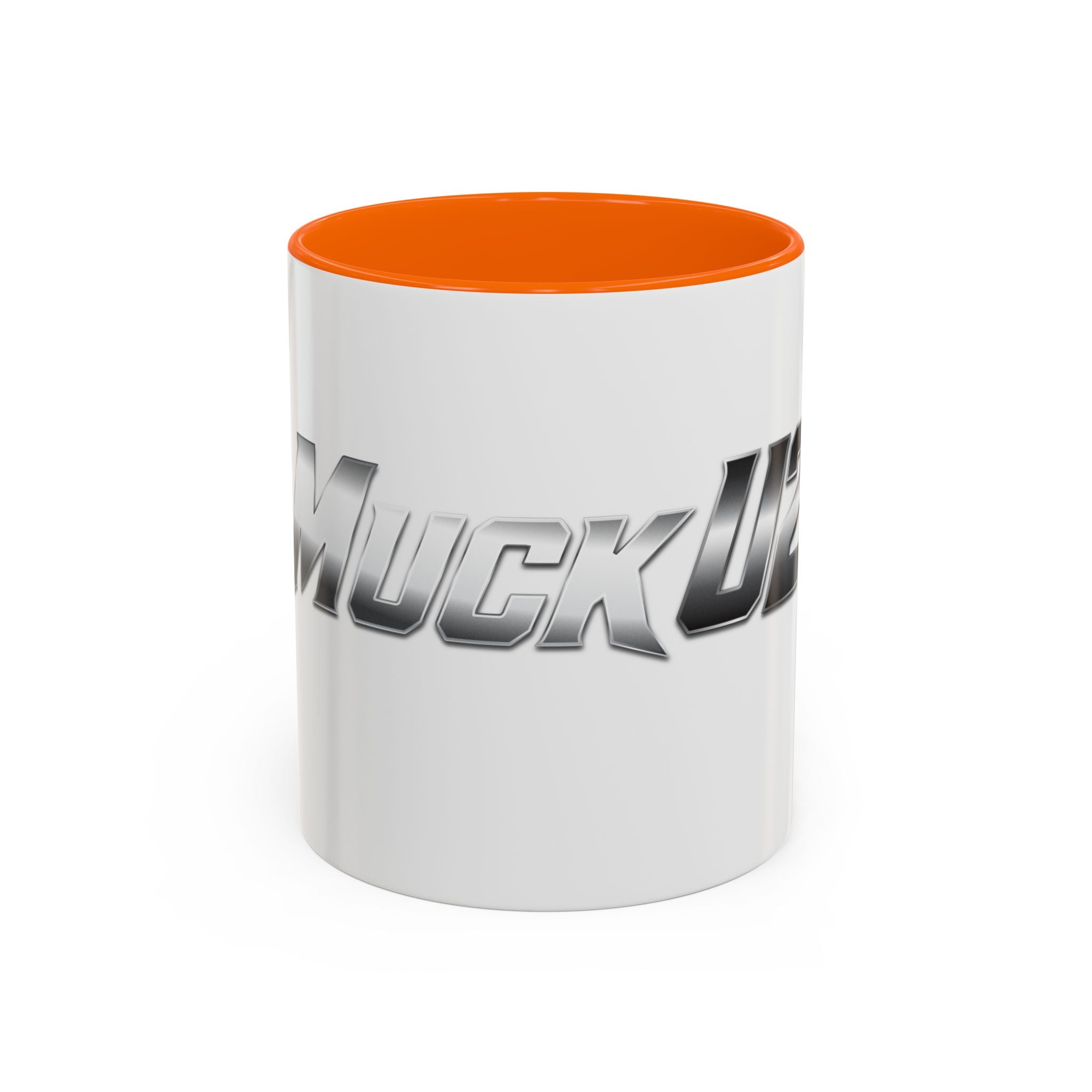 MuckU2 Classic White Mug (gradient silver/black logo/SKU 100043)