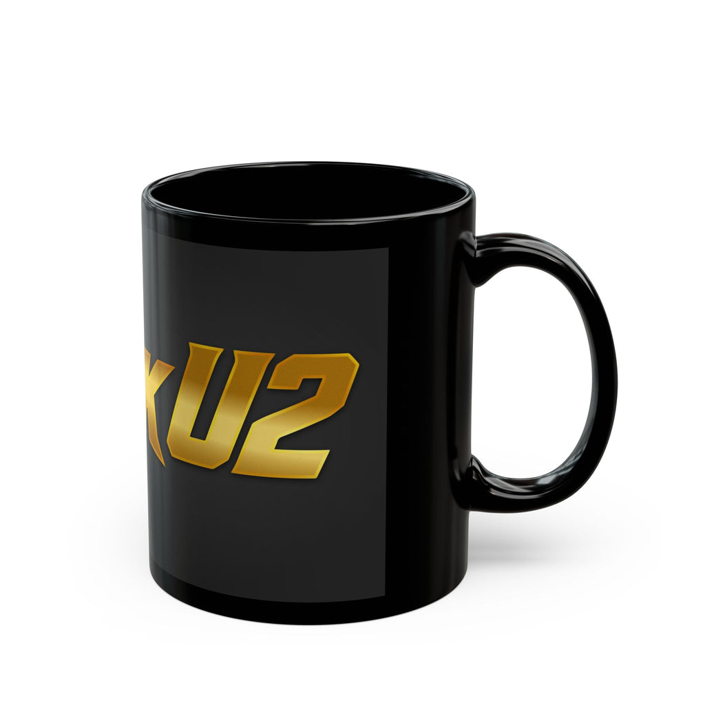 MuckU2 Classic Black Mug (gold logo/SKU 100038)