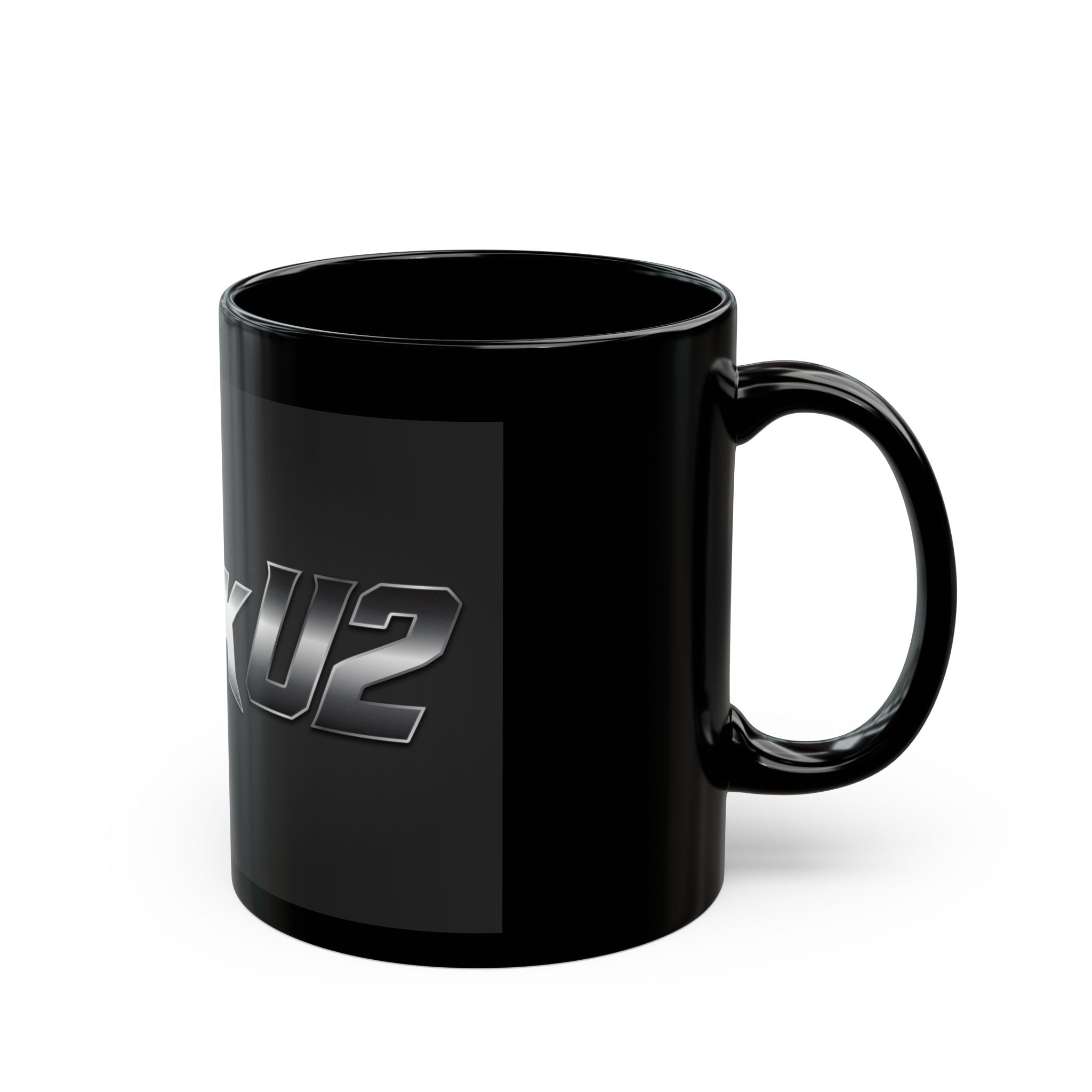 MuckU2 Classic Black Mug (gradient silver/black logo/SKU 100039)