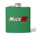 MuckU2 Stainless Steel Poker Flask 6oz (white/red logo/SKU100037)