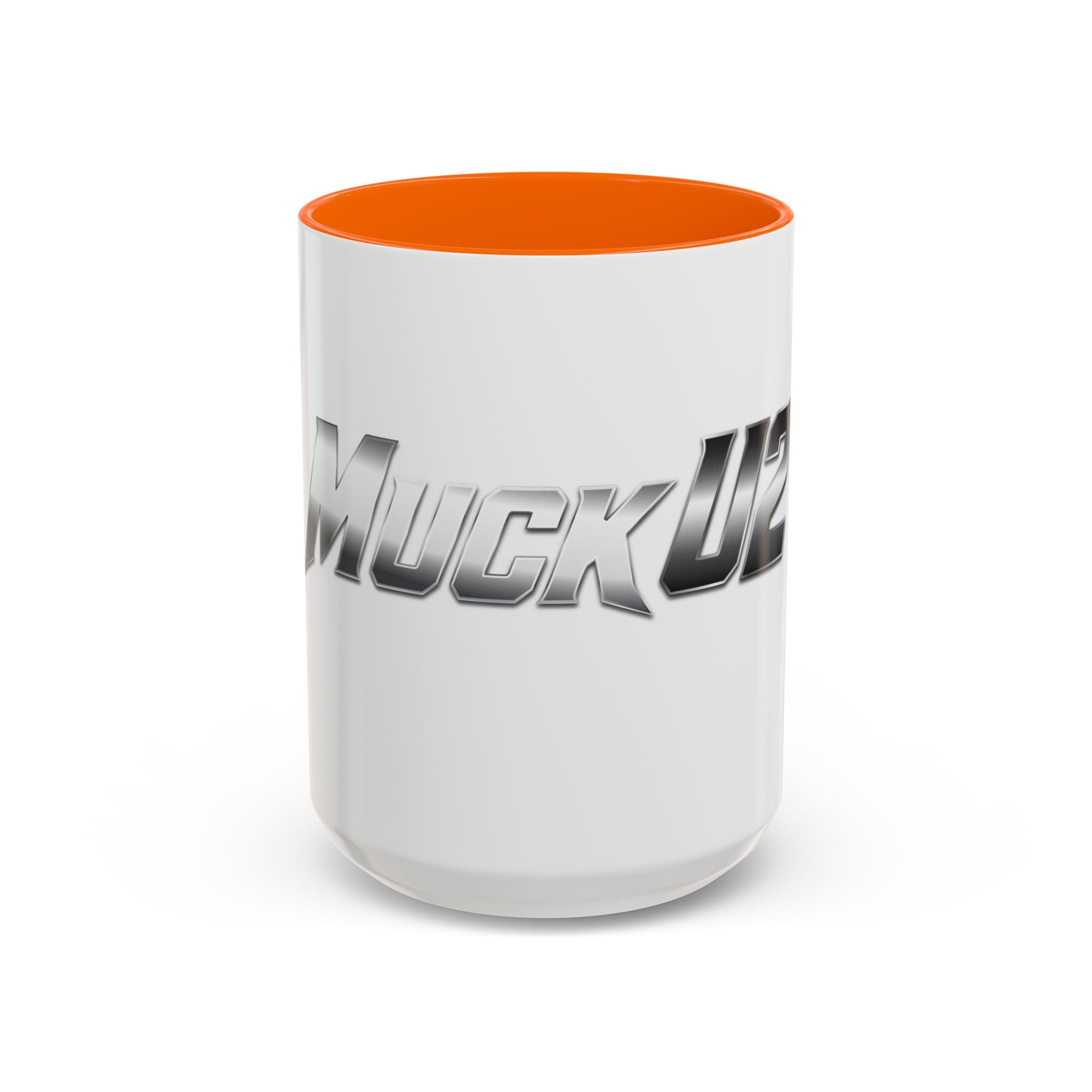 MuckU2 Classic White Mug (gradient silver/black logo/SKU 100043)