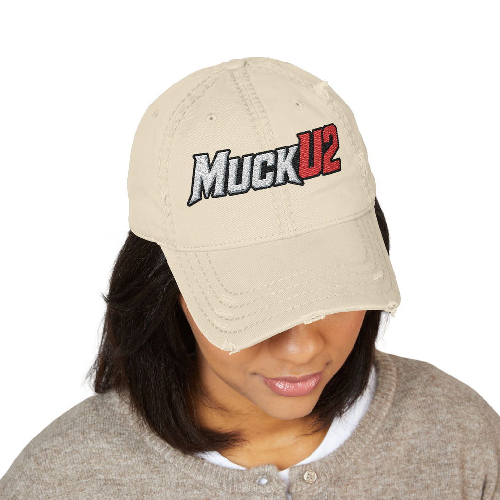 MuckU2 Poker Trucker Cap (white/red logo/SKU 100082)
