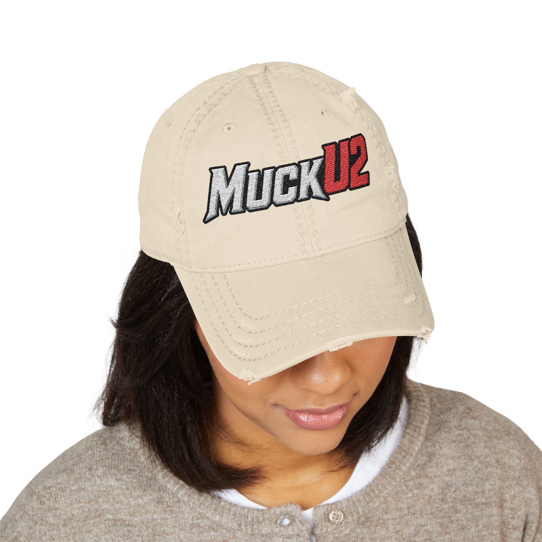 MuckU2 Poker Trucker Cap (white/red logo/SKU 100082)