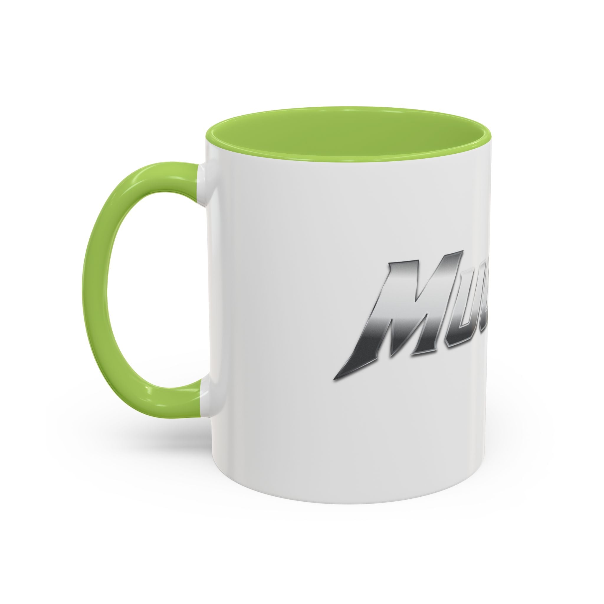 MuckU2 Classic White Mug (gradient silver/red logo/SKU 100044)