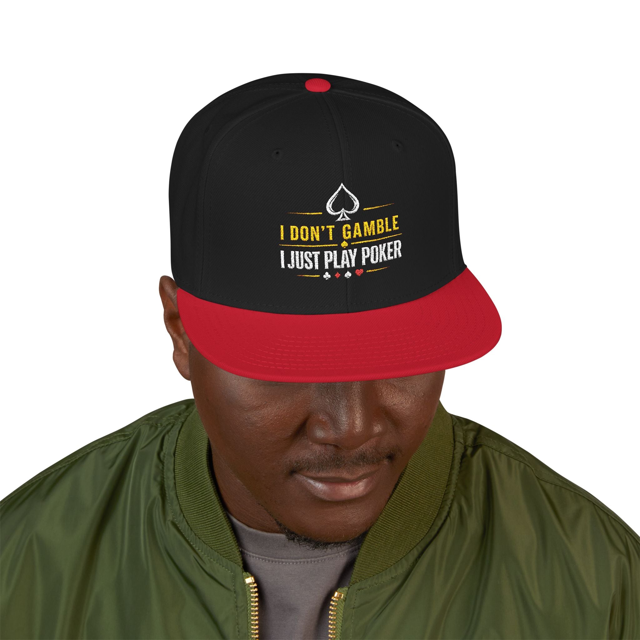 Embroidered Poker Snapback Hat – 'All In' Card Player Cap