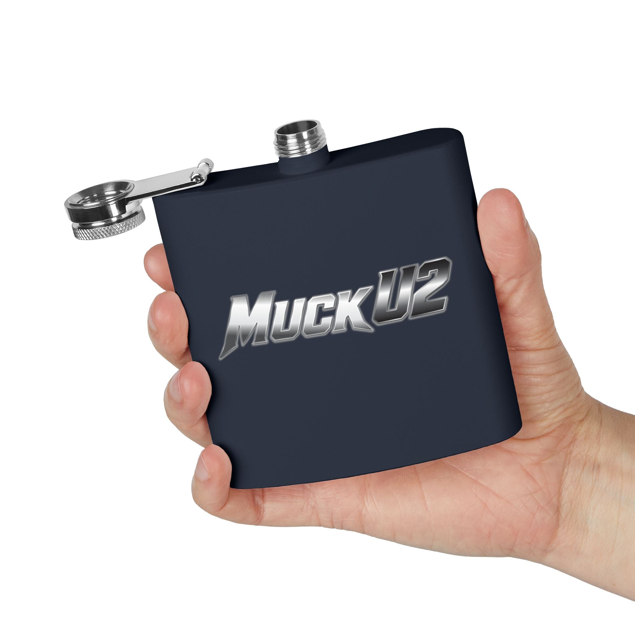 MuckU2 Stainless Steel Poker Flask 6oz (gradient silver/black/SKU100033)
