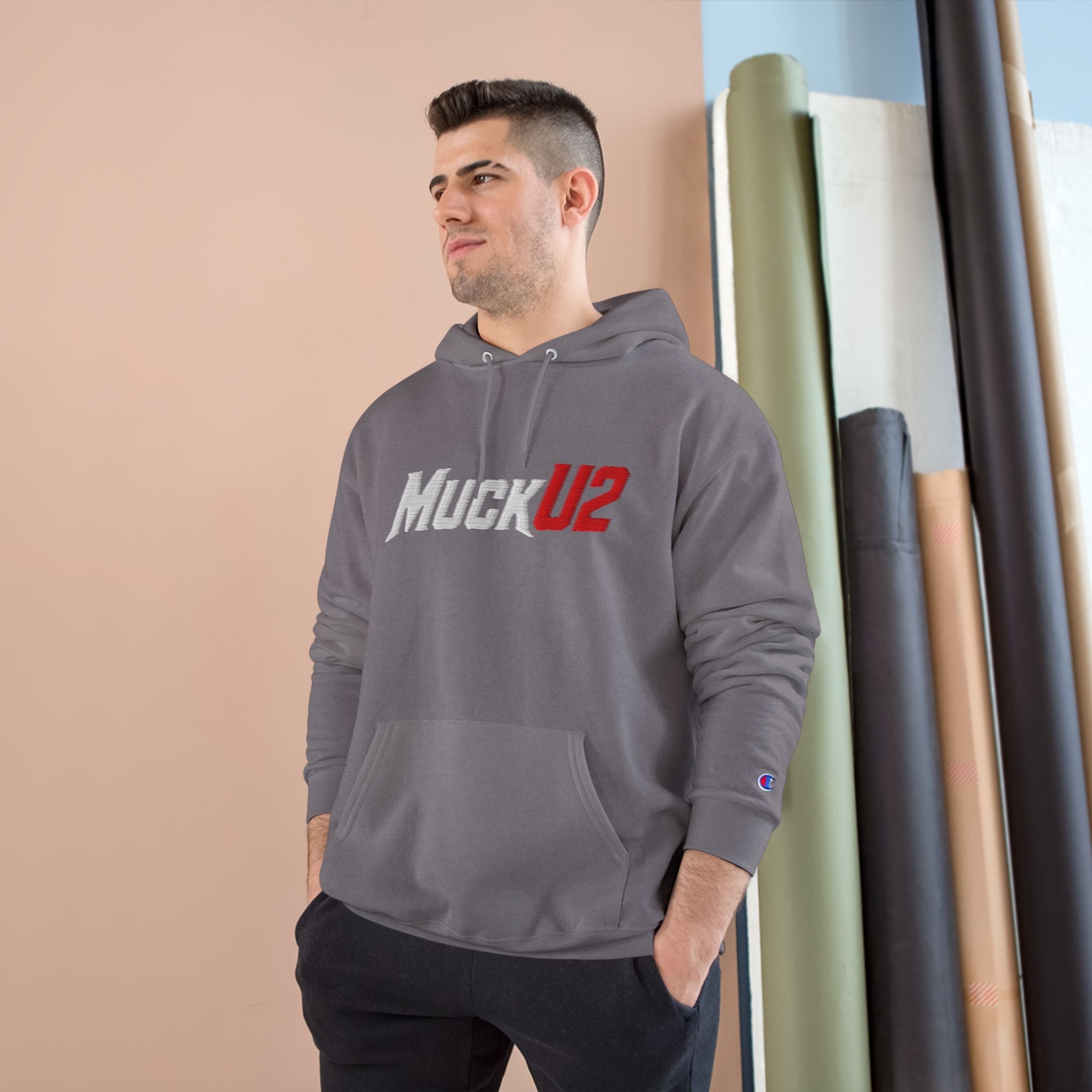 MuckU2 Poker Hoodie (embroidered white/red logo/SKU 100054)