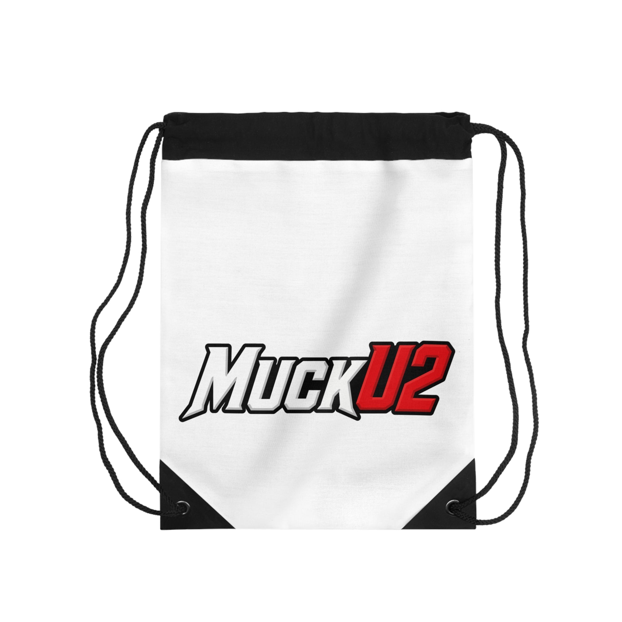 MuckU2 Poker Drawstring Bag (white/red logo/SKU 100089)