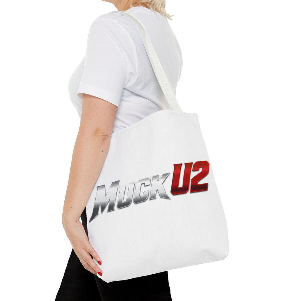 MuckU2 Bubble Canvas Poker Tote Bag (gradient silver/red logo SKU 100021)