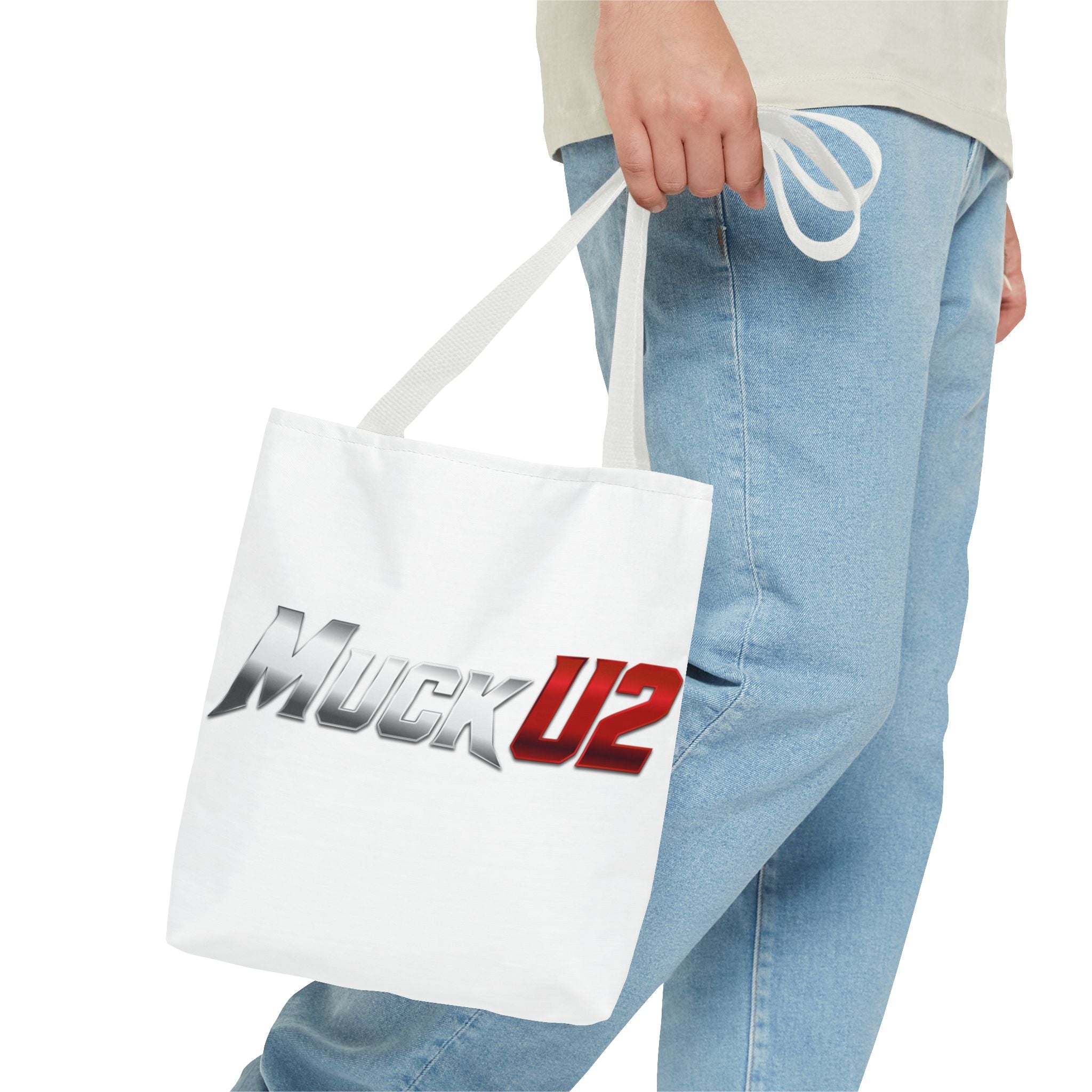 MuckU2 Bubble Canvas Poker Tote Bag (gradient silver/red logo SKU 100021)