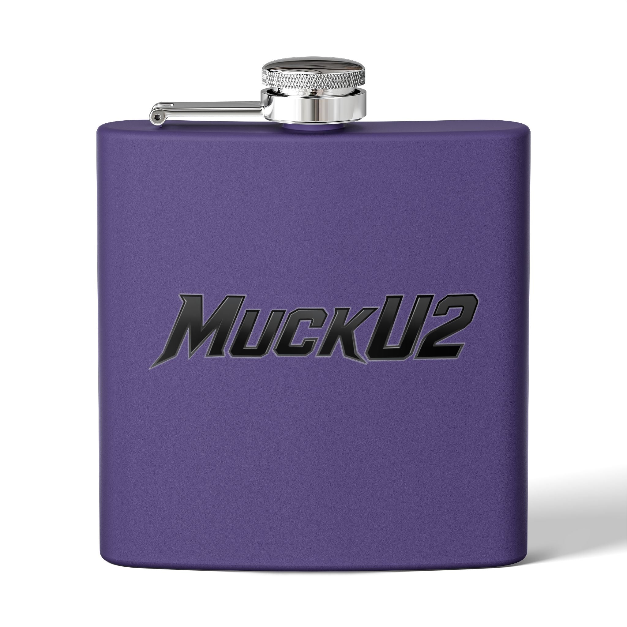 MuckU2 Stainless Steel Poker Flask 6oz (black logo/SKU100036)