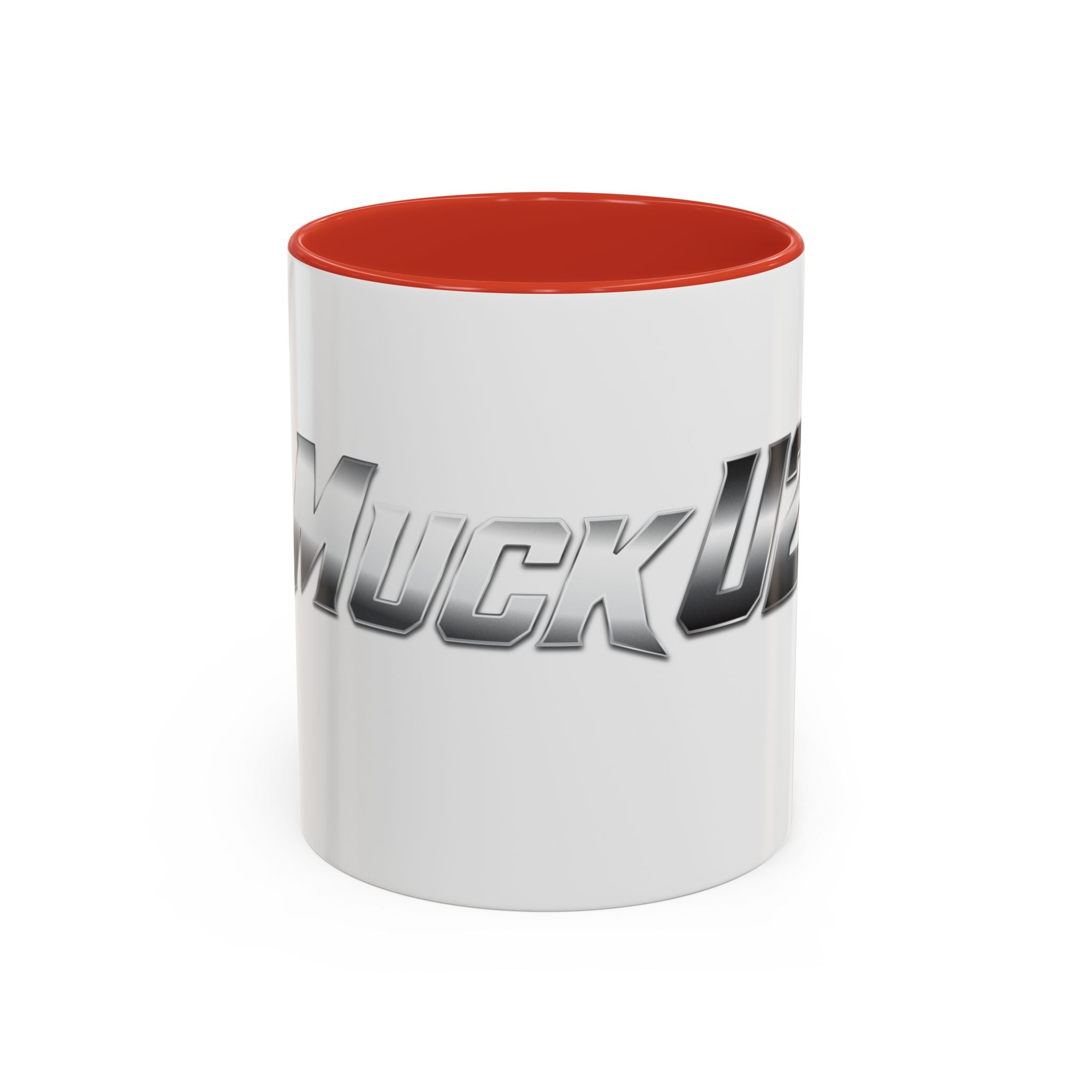 MuckU2 Classic White Mug (gradient silver/black logo/SKU 100043)