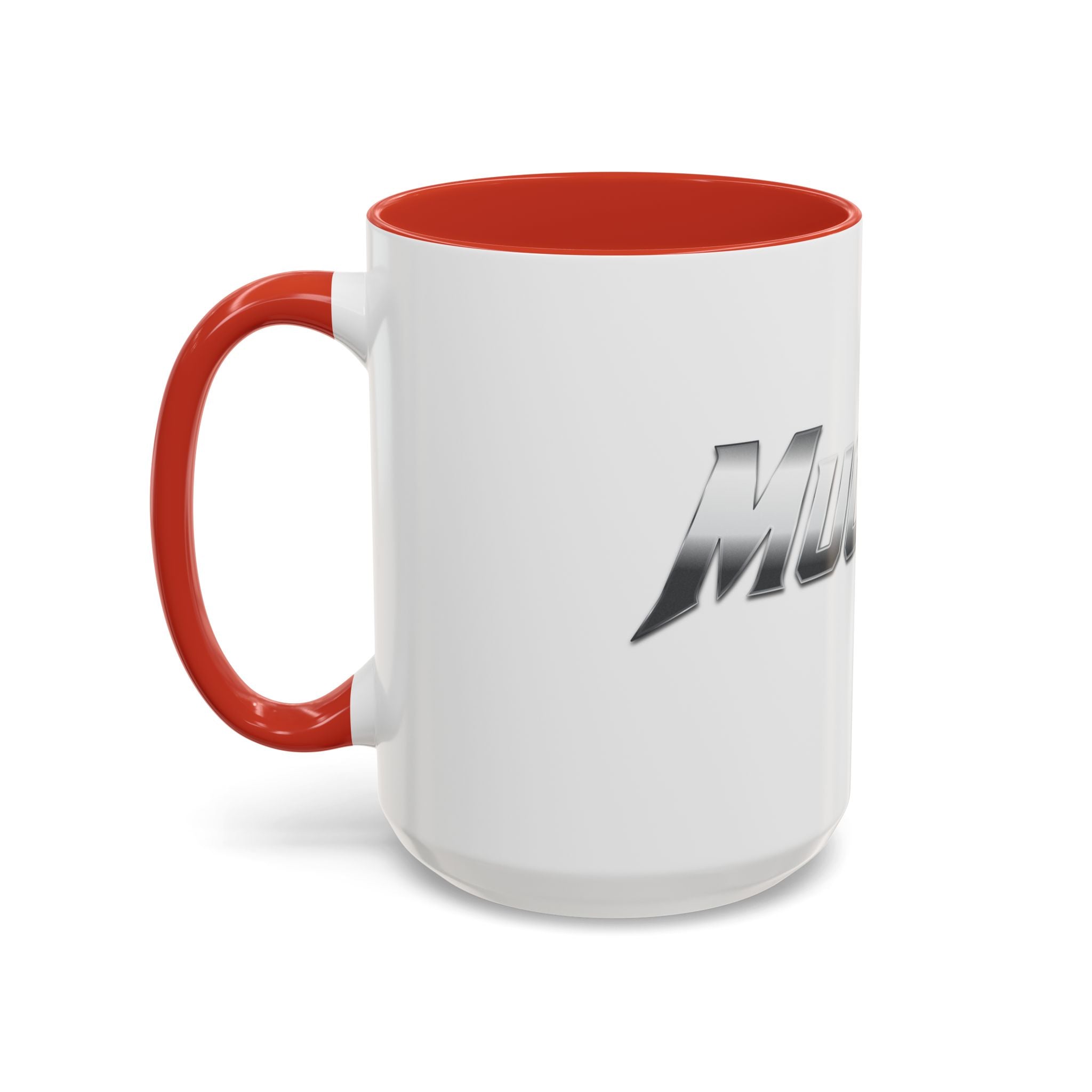 MuckU2 Classic White Mug (gradient silver/red logo/SKU 100044)