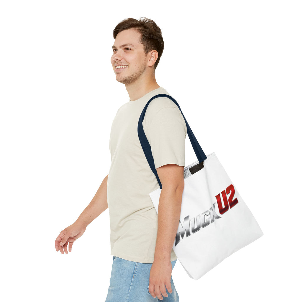 MuckU2 Bubble Canvas Poker Tote Bag (gradient silver/red logo SKU 100021)