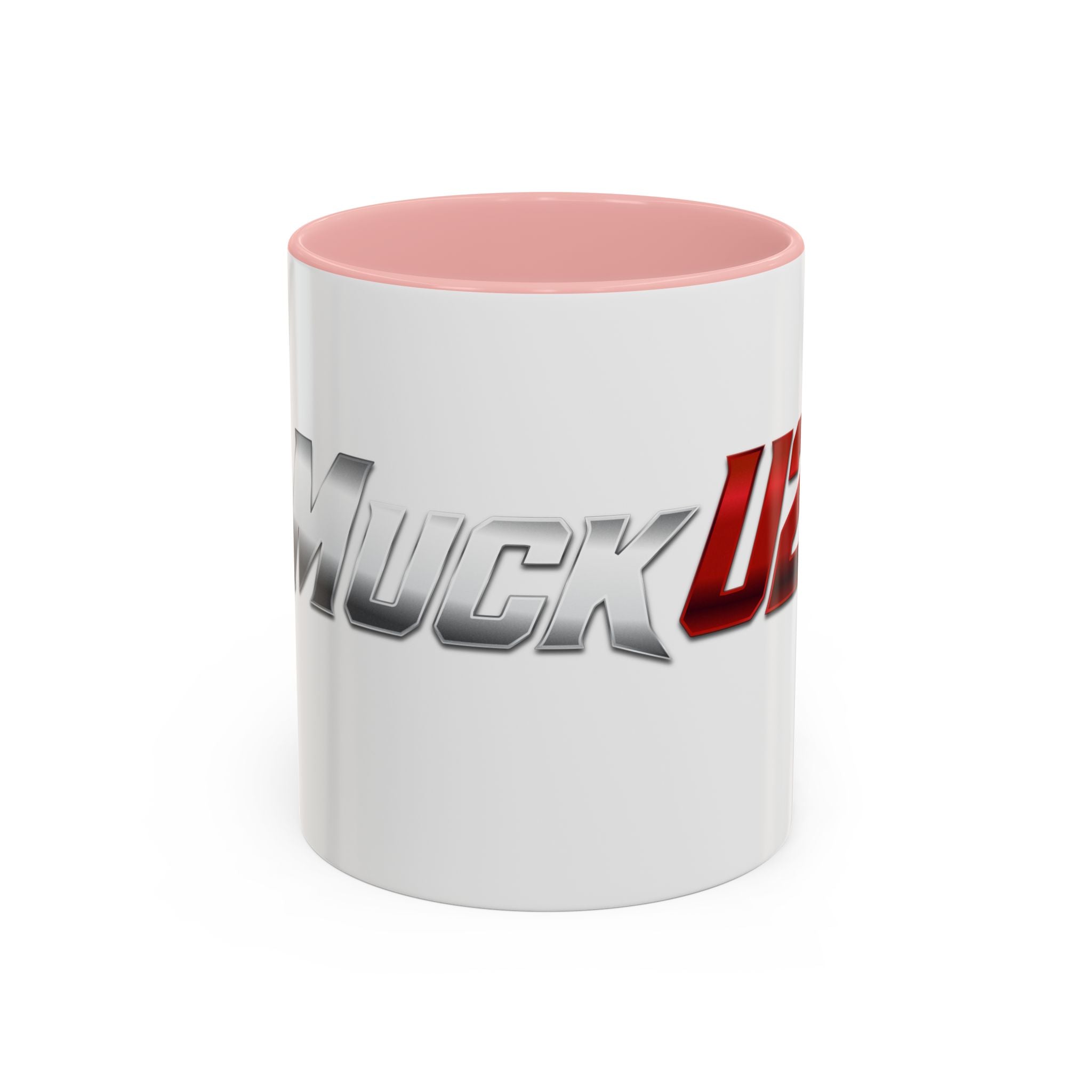 MuckU2 Classic White Mug (gradient silver/red logo/SKU 100044)