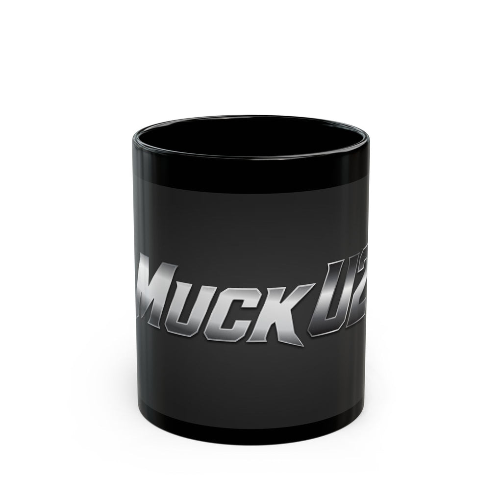 MuckU2 Classic Black Mug (gradient silver/black logo/SKU 100039)