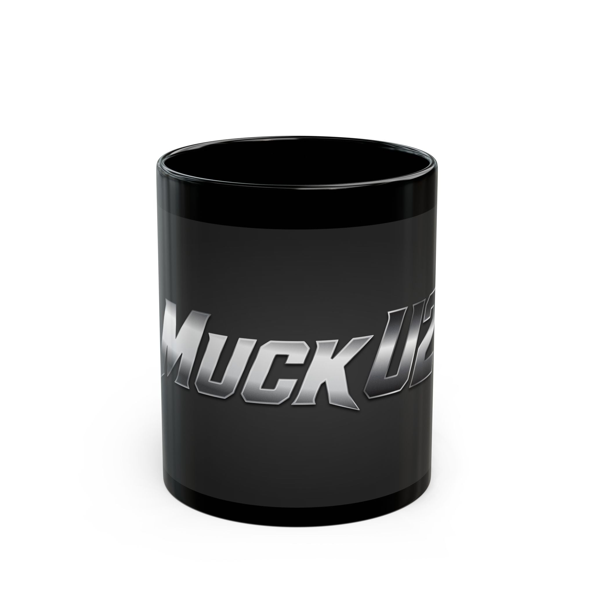 MuckU2 Classic Black Mug (gradient silver/black logo/SKU 100039)