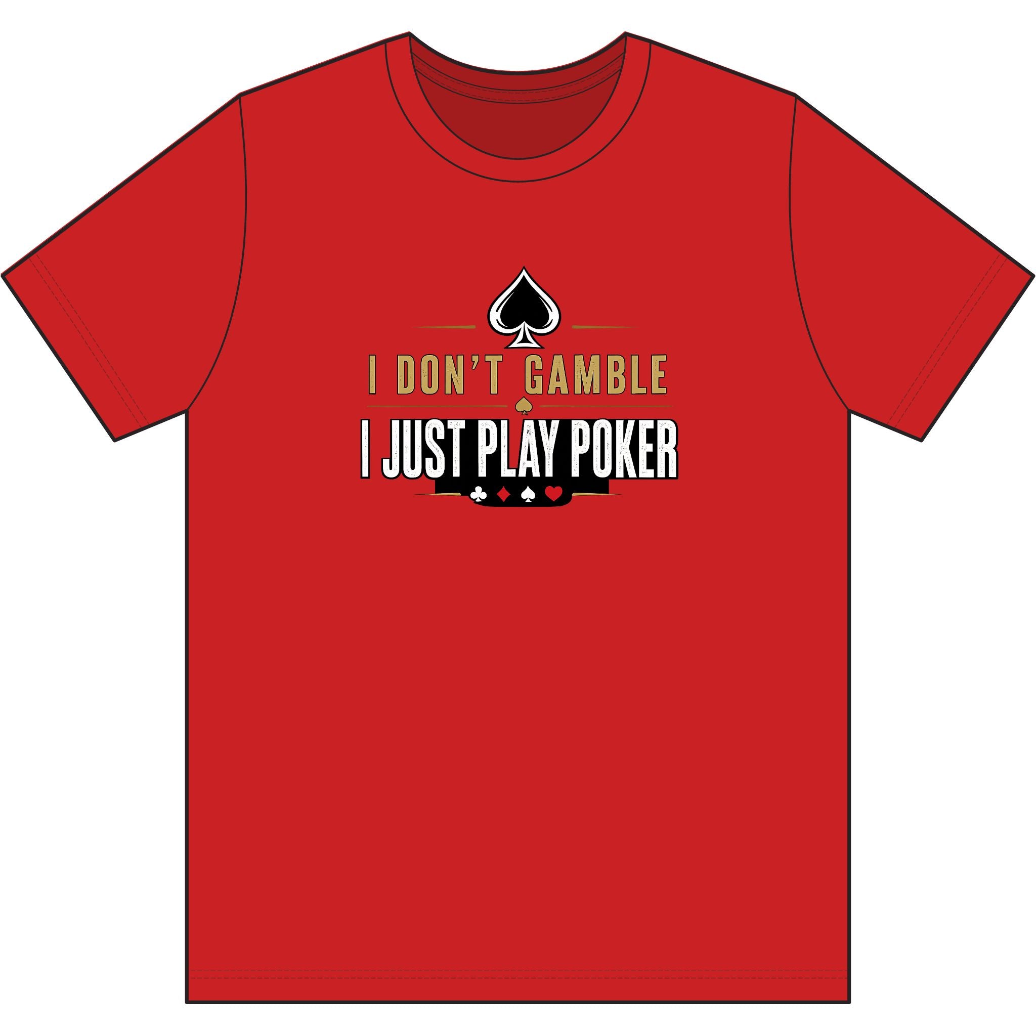 The Grinder Poker T‑Shirt (gold/white logo) — "I Don't Gamble, I Just Play Poker" Card Game Tee