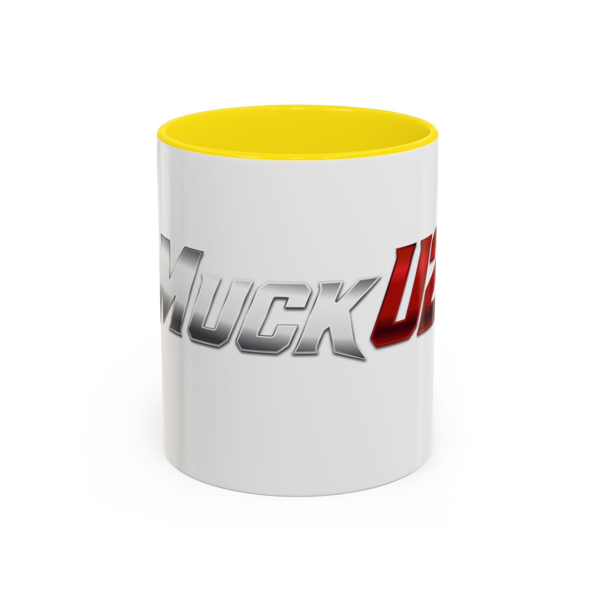 MuckU2 Classic White Mug (gradient silver/red logo/SKU 100044)