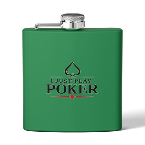 Bankroll Stainless Steel 6oz Flask 6oz (black logo) – I Don't Gamble, I Just Play Poker
