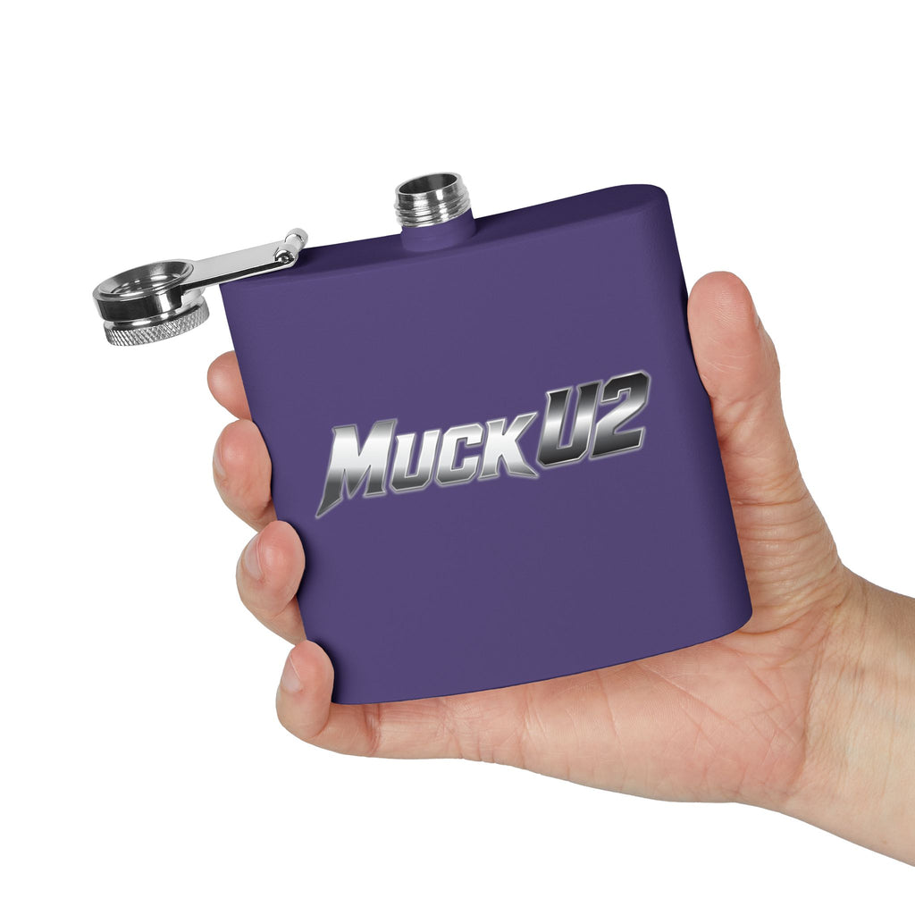 MuckU2 Stainless Steel Poker Flask 6oz (gradient silver/black/SKU100033)