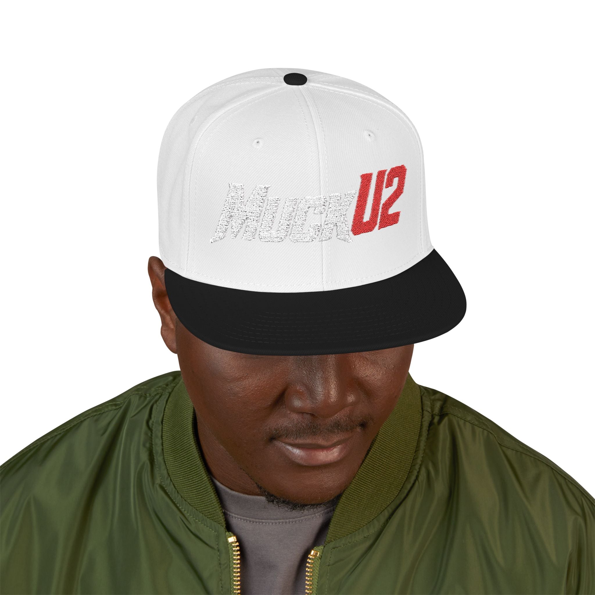 MuckU2 Snapback Embroidered Poker Cap (silver/red logo SKU 10007)