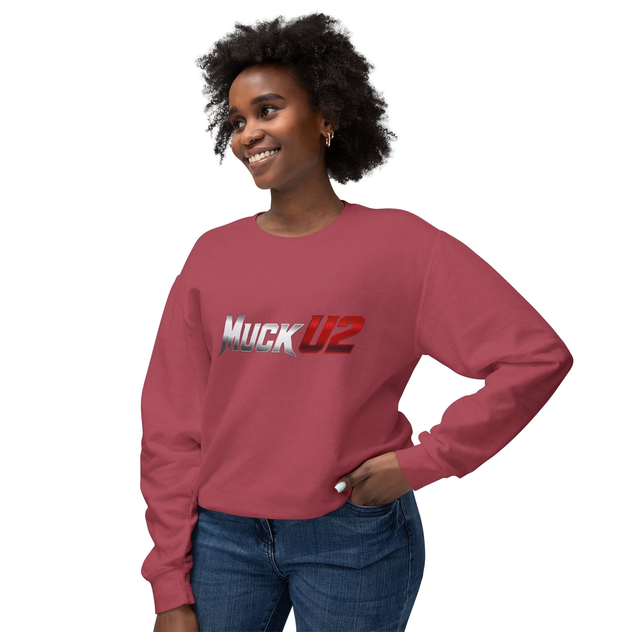 MuckU2 Poker Crewneck Sweatshirt (gradient silver/red logo/SKU 100064)