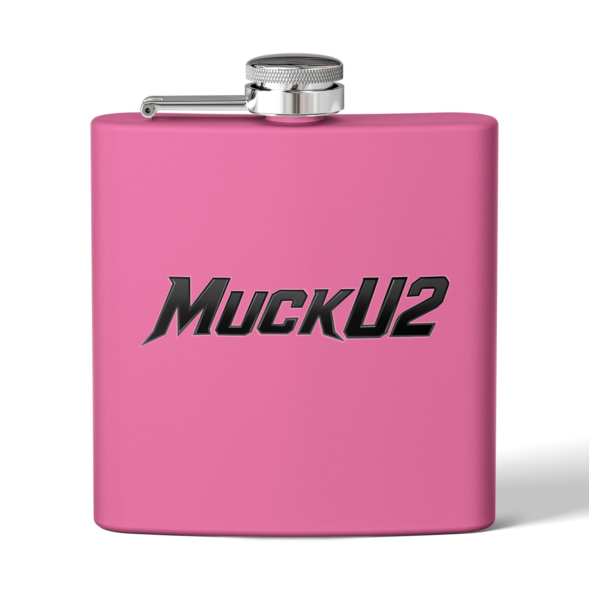MuckU2 Stainless Steel Poker Flask 6oz (black logo/SKU100036)