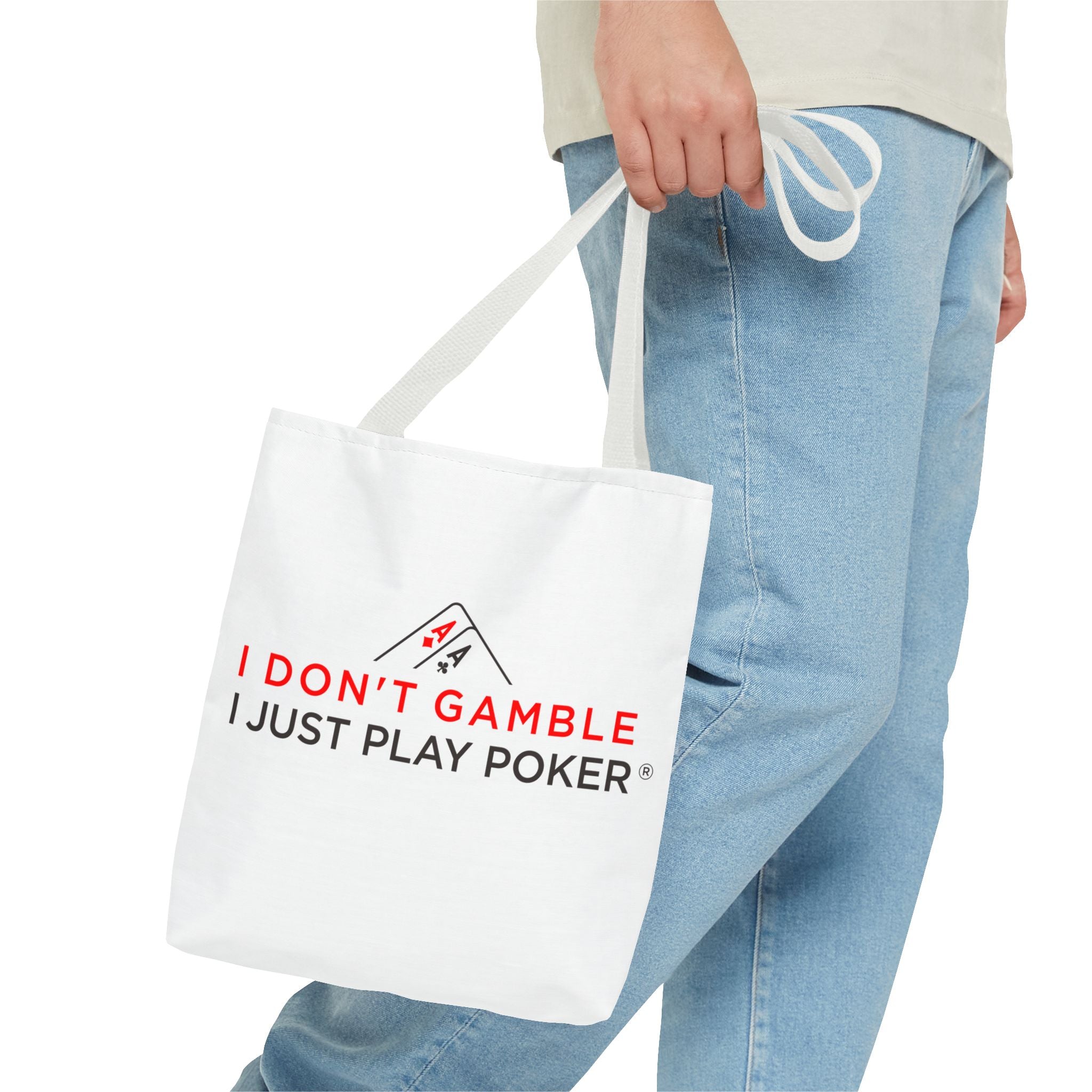 Poker Tote Bag — "I Don't Gamble, I Just Play Poker" Canvas Shopper