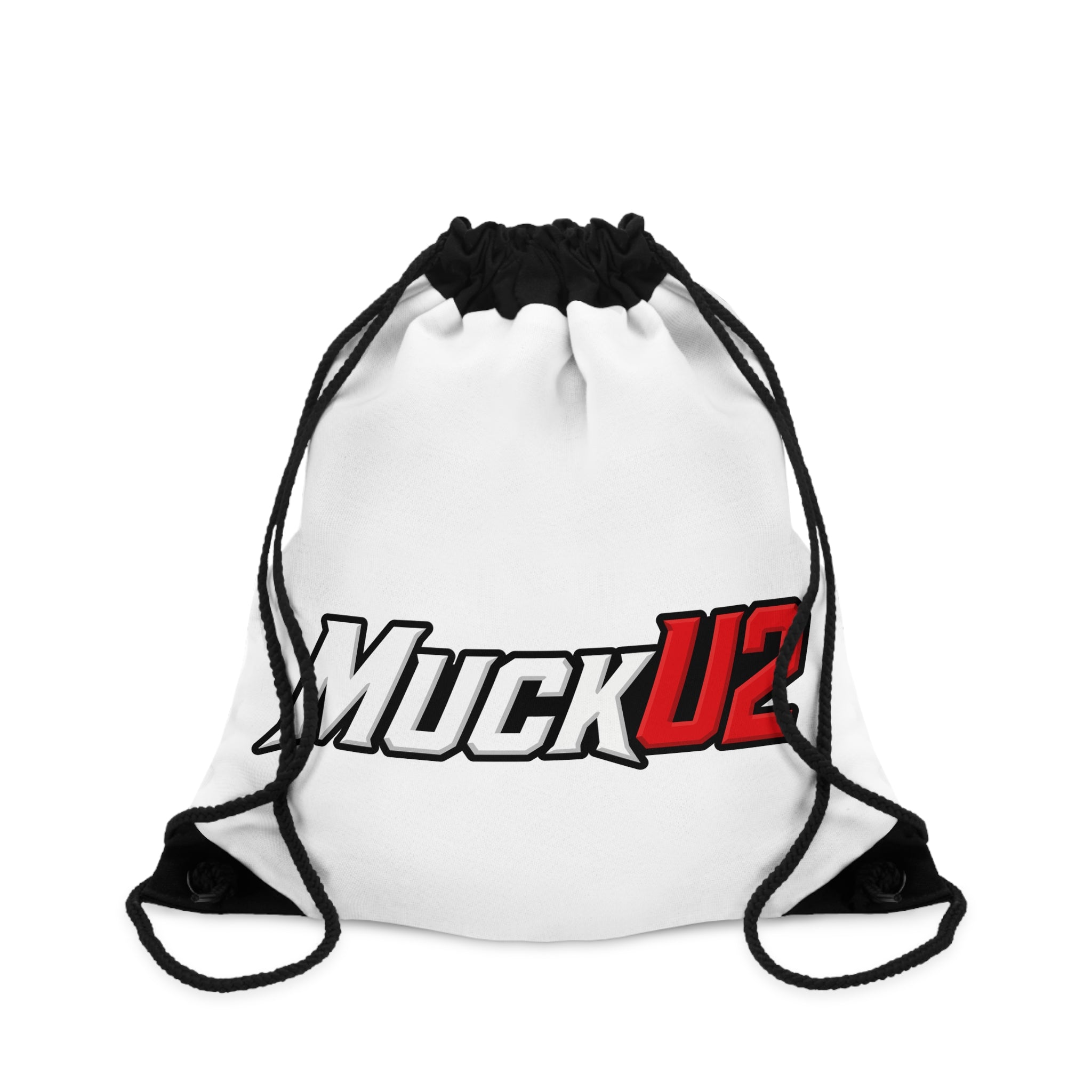 MuckU2 Poker Drawstring Bag (white/red logo/SKU 100089)