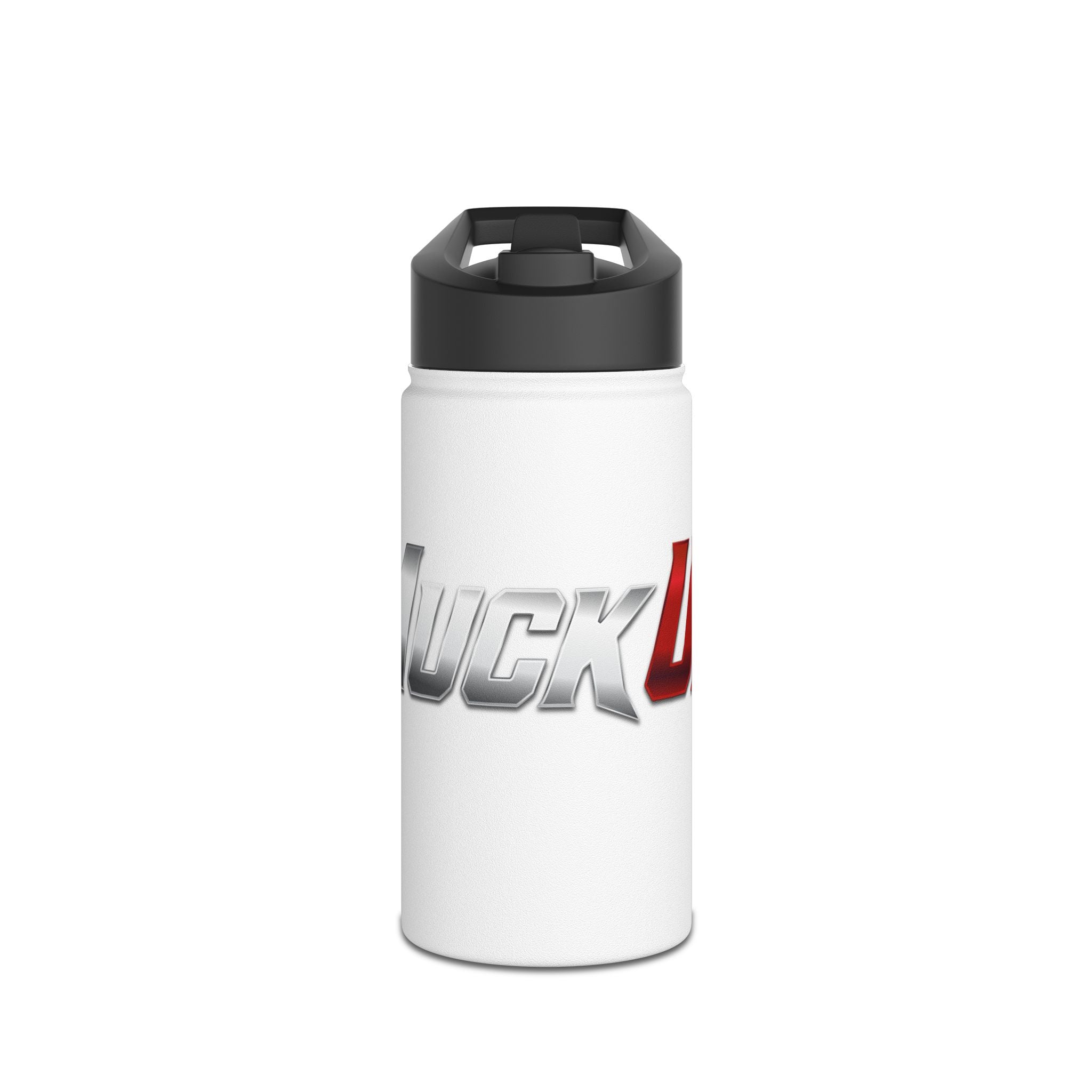 MuckU2 Stainless Steel Poker Water Bottle (gradient silver/red logo/SKU 100031)