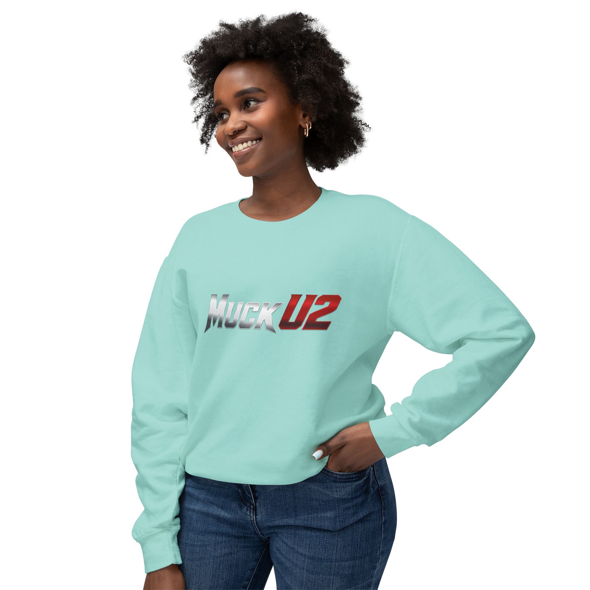 MuckU2 Poker Crewneck Sweatshirt (gradient silver/red logo/SKU 100064)