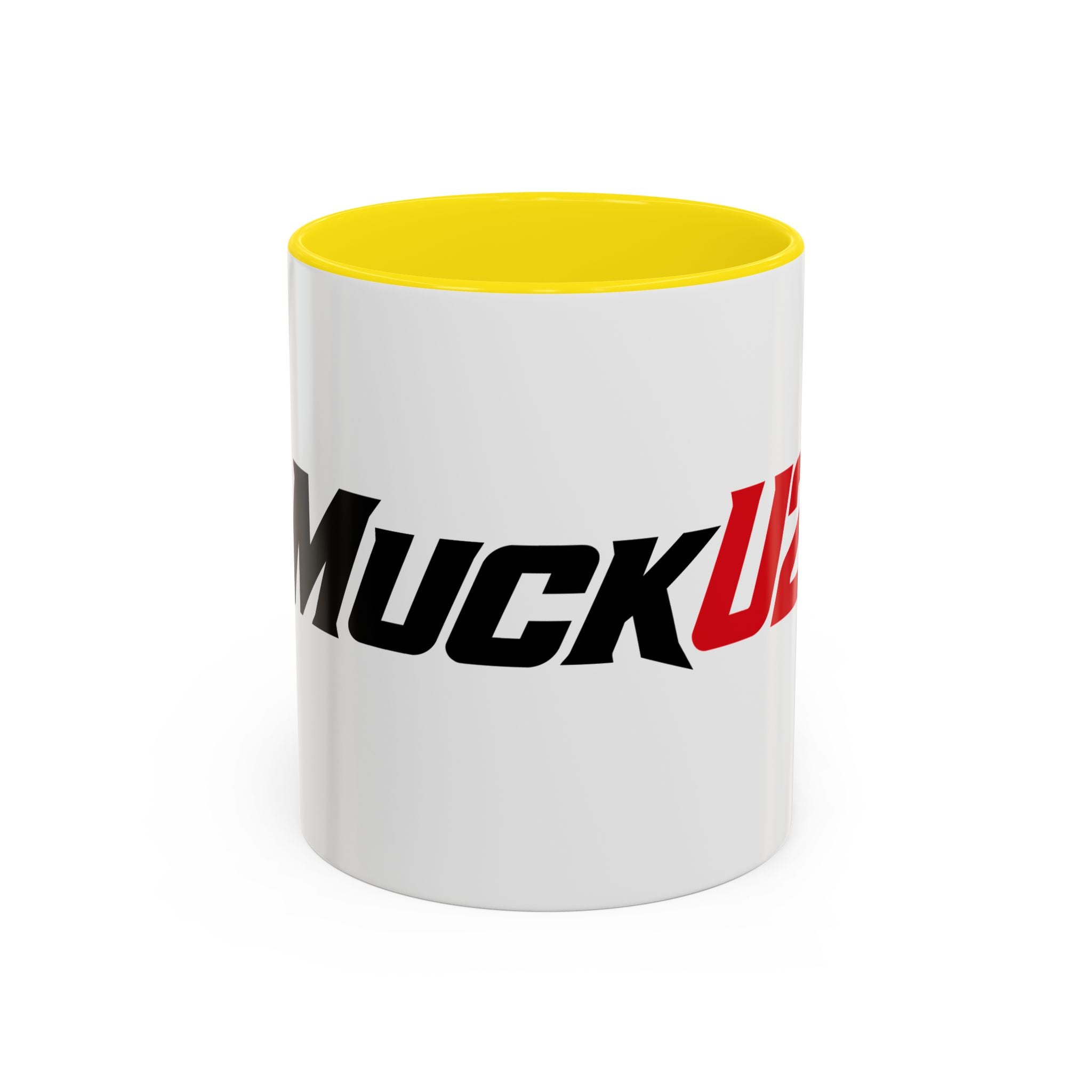 MuckU2 Classic White Mug (black/red logo/SKU 100046)