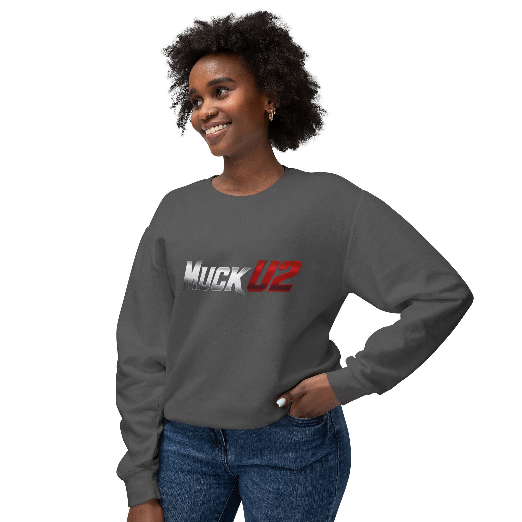 MuckU2 Poker Crewneck Sweatshirt (gradient silver/red logo/SKU 100064)