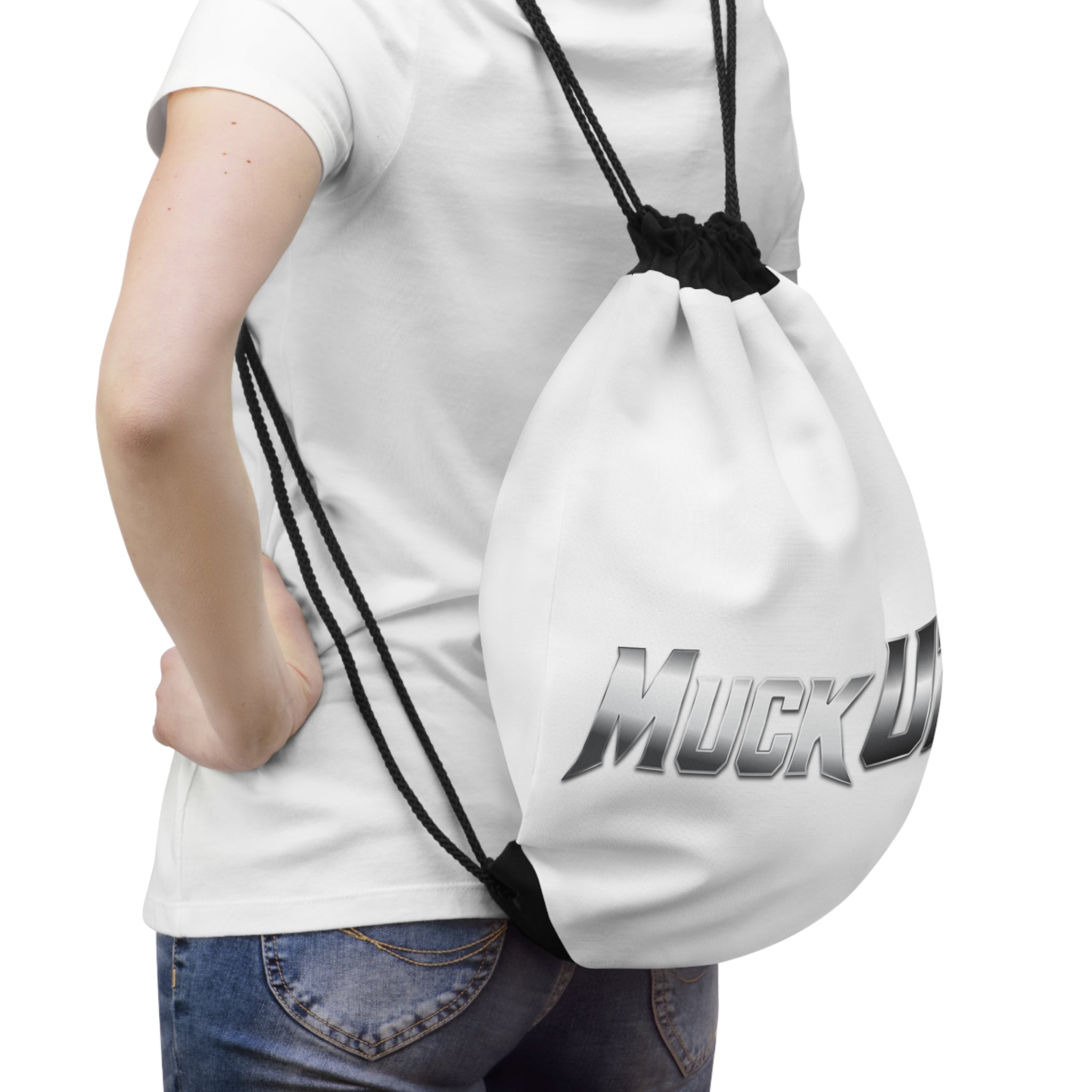 MuckU2 Poker Drawstring Bag (gradient silver/black logo/SKU 100085)