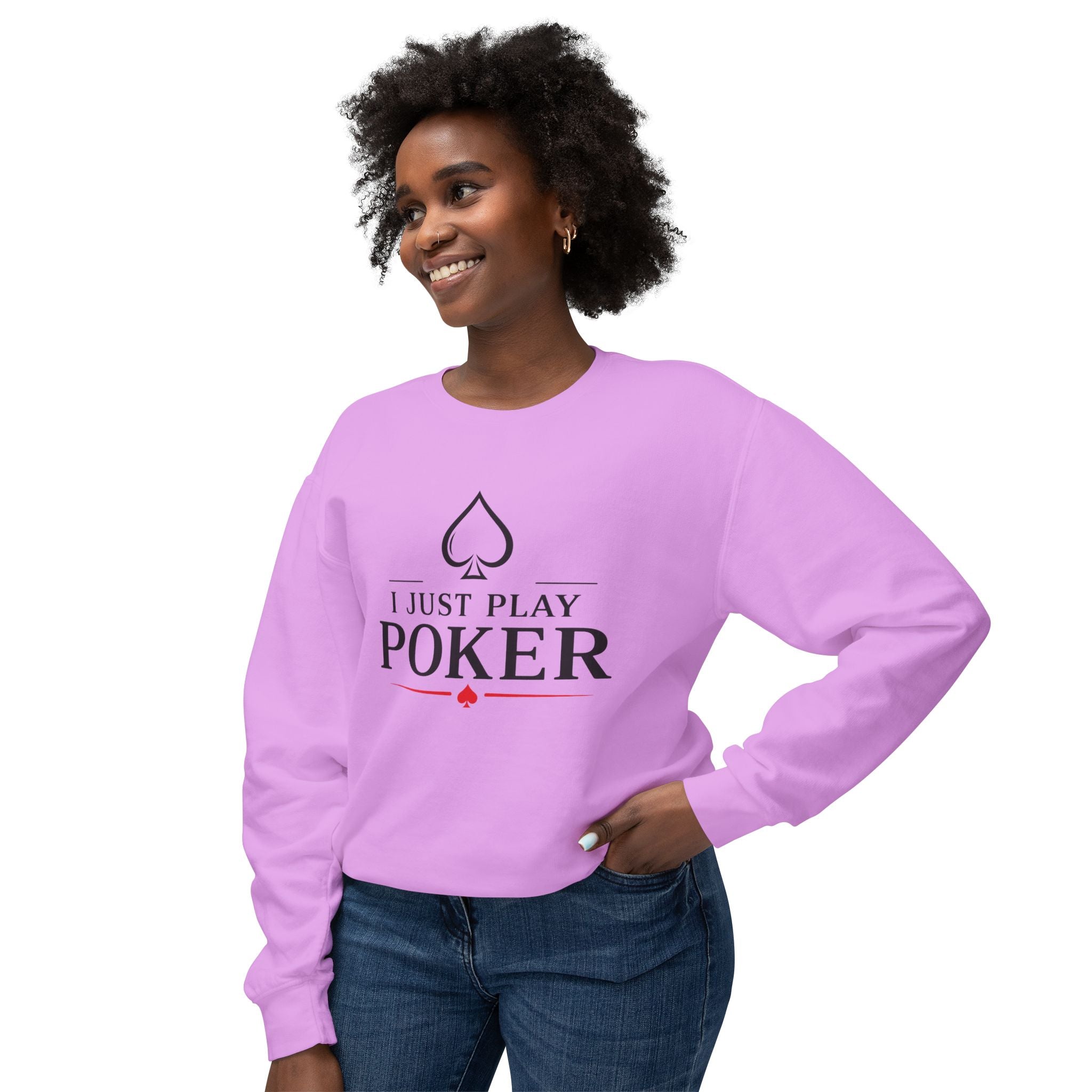Tournament Life Poker Crewneck Sweatshirt (black logo) — "I Just Play Poker" Pullover