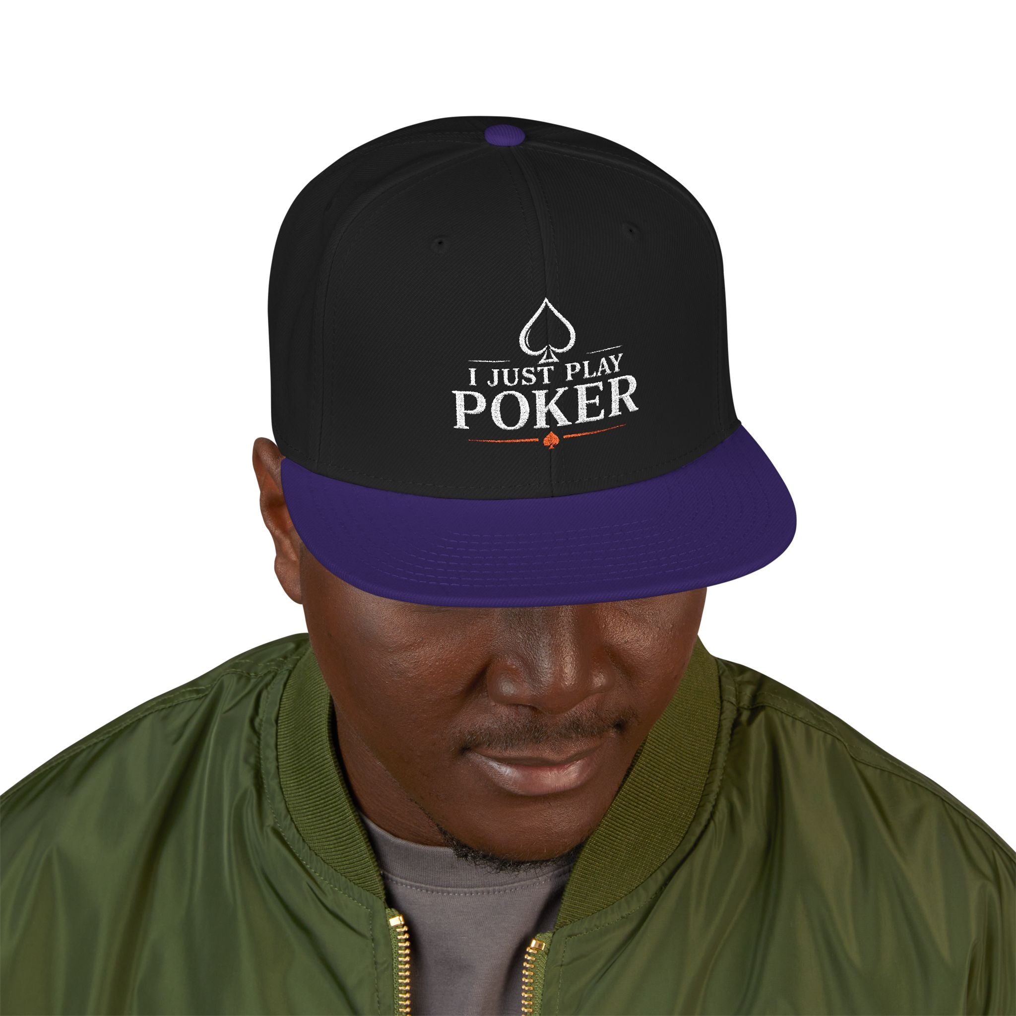 Poker Snapback Hat - 'I Just Play Poker' Embroidered Cap