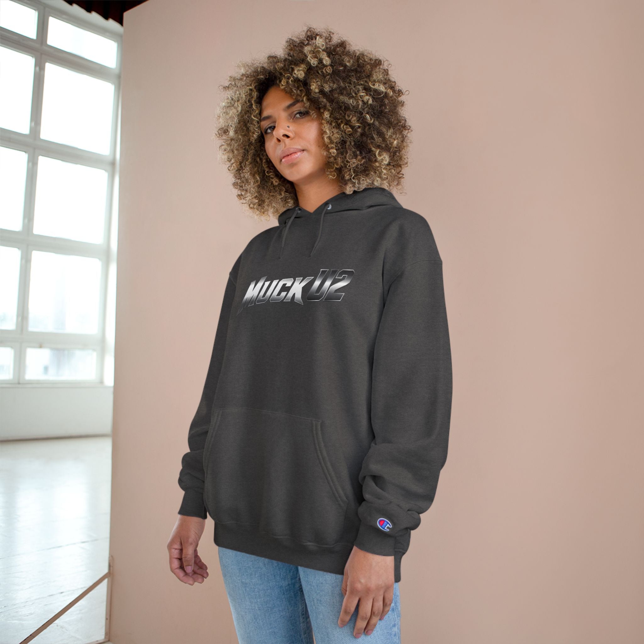MuckU2 Poker Hoodie (gradient silver/black logo/SKU 100049)