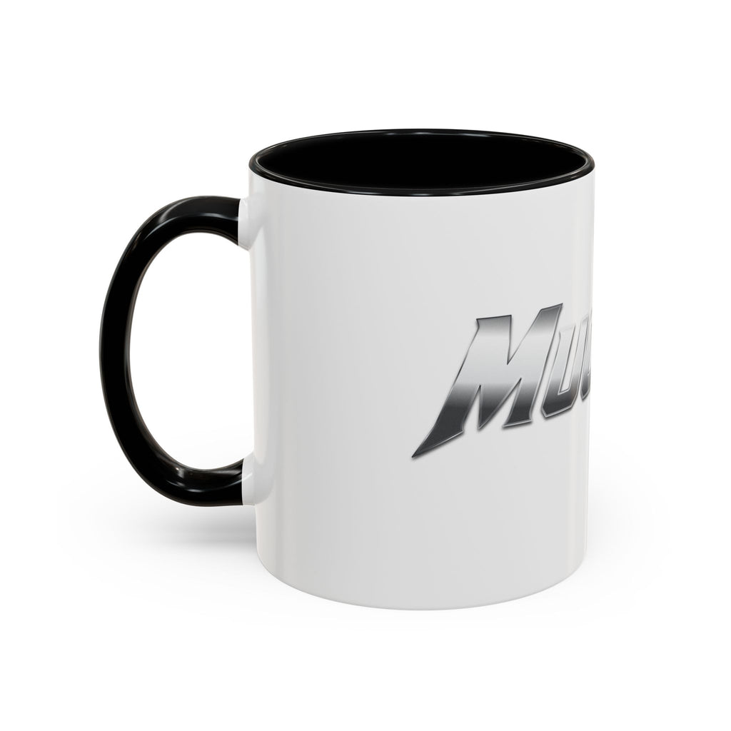 MuckU2 Classic White Mug (gradient silver/black logo/SKU 100043)